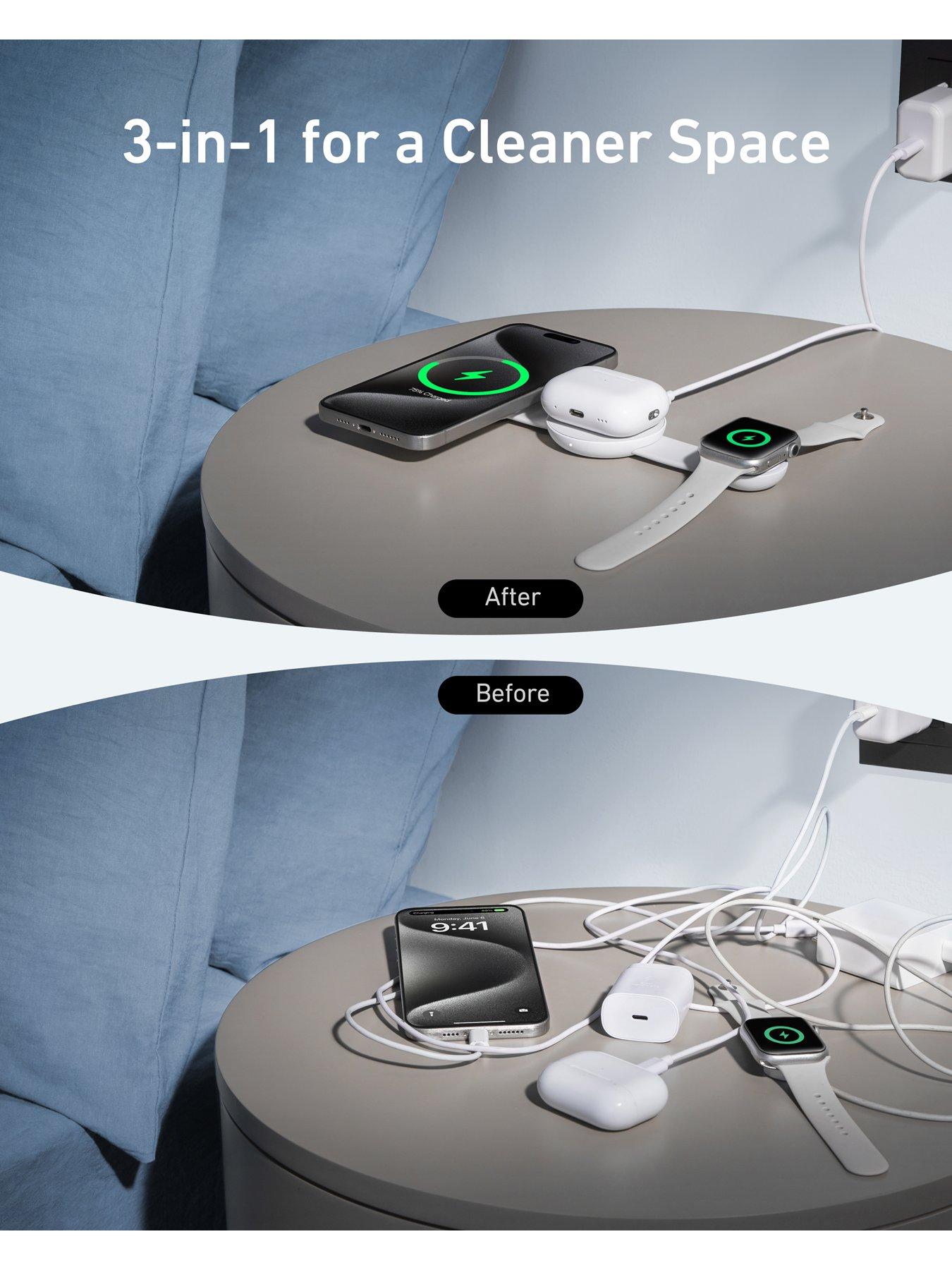 Image 4 of 6 of Anker Qi2 15W Foldable 3-In-1 Wireless Charging Pad, White
