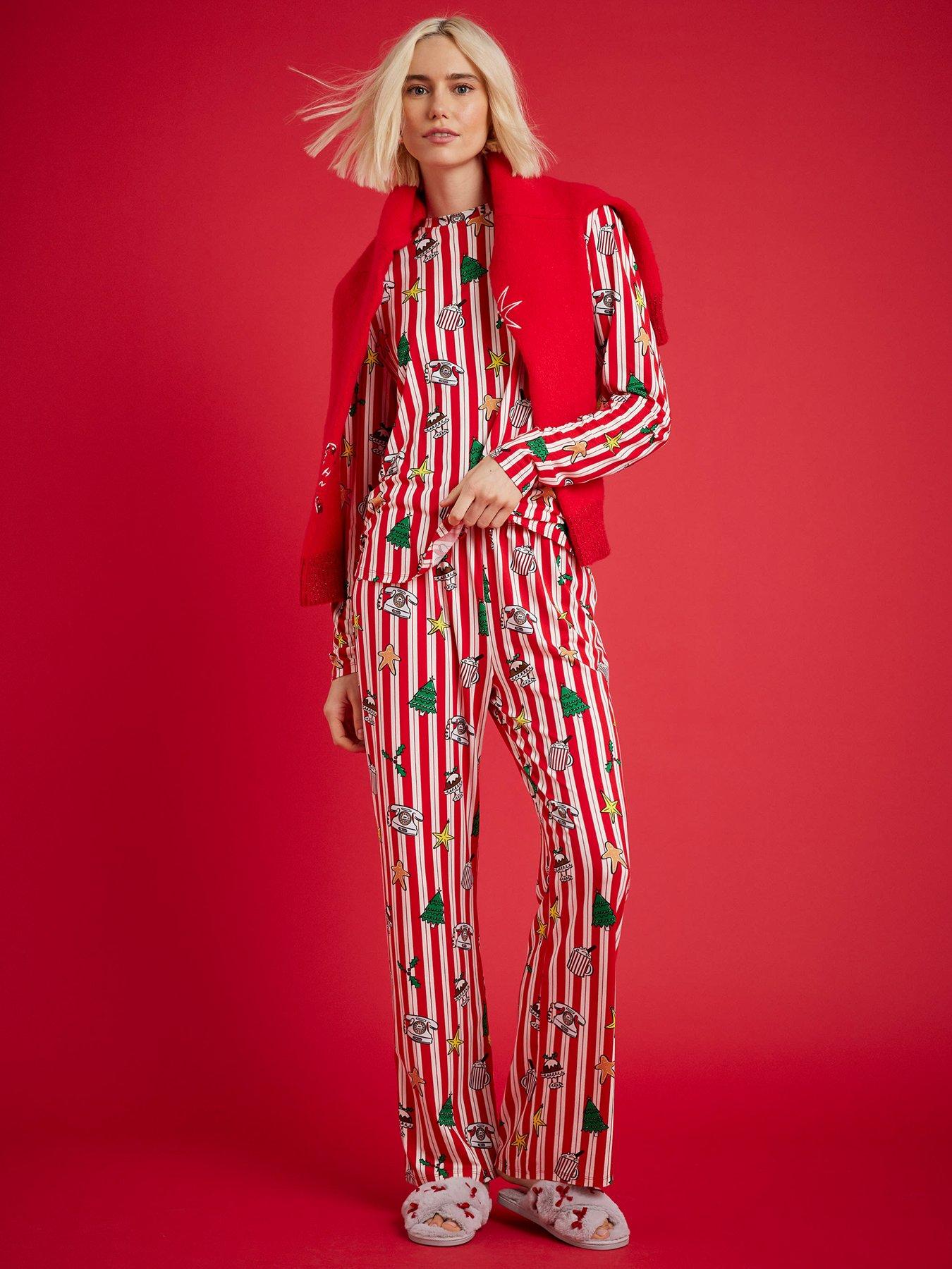  image of river-island-doodle-jersey-pyjama-set-red