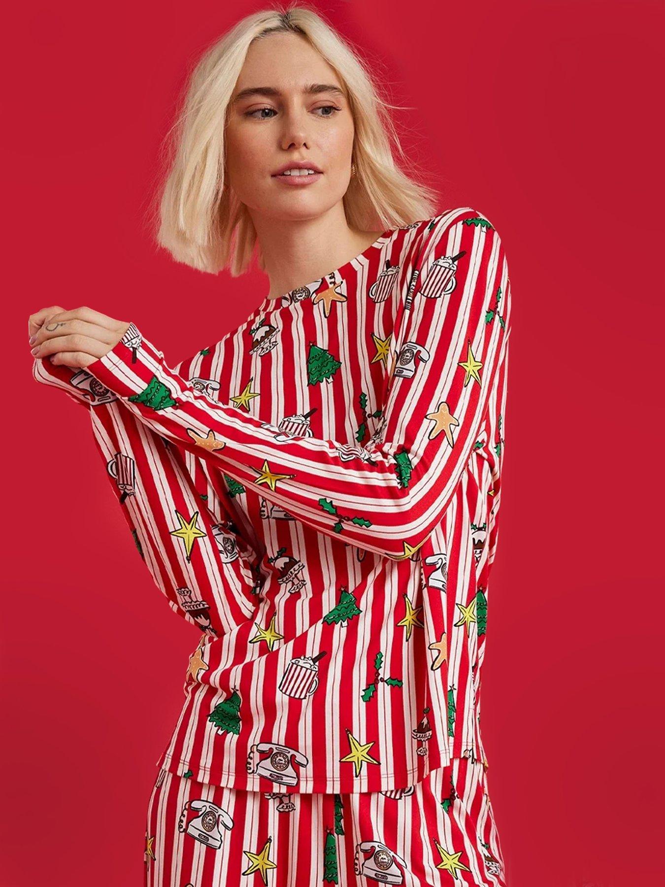  image of river-island-doodle-jersey-pyjama-set-red