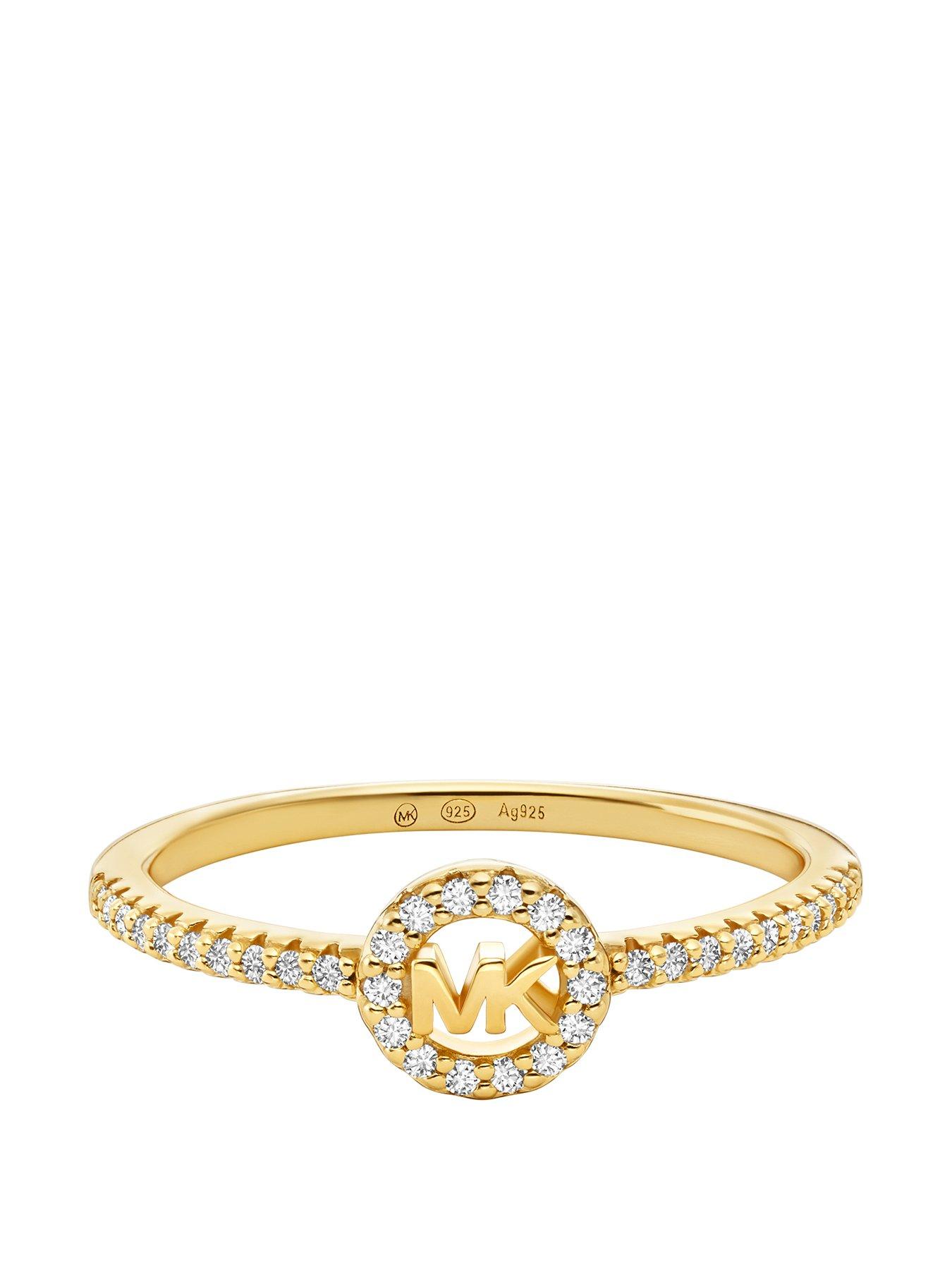 Image 2 of 3 of Michael Kors 14k Gold-Plated Sterling Silver Pav&eacute;&nbsp;Logo Ring