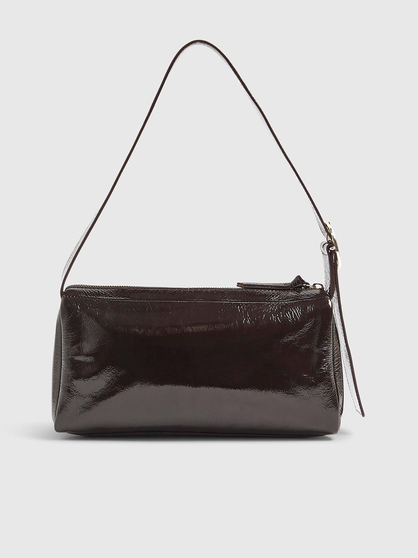  image of river-island-cracked-leather-shoulder-bag-brown