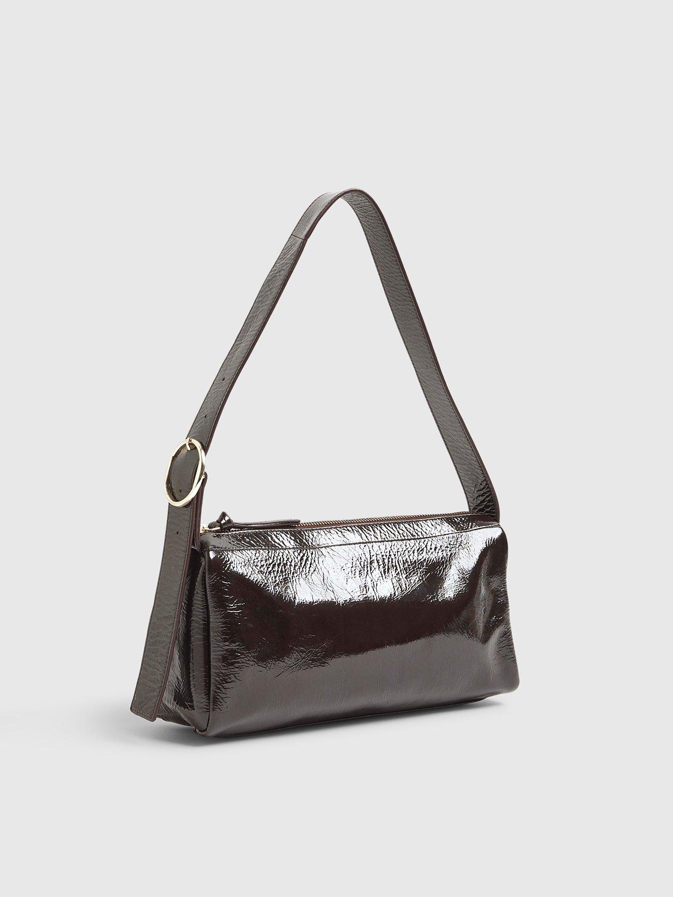 back image of river-island-cracked-leather-shoulder-bag-brown