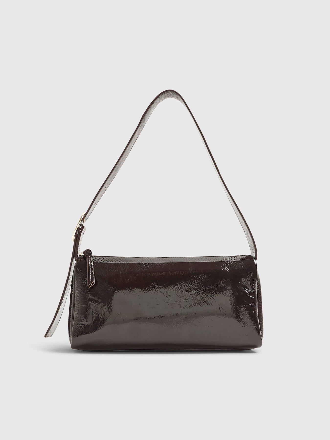  image of river-island-cracked-leather-shoulder-bag-brown