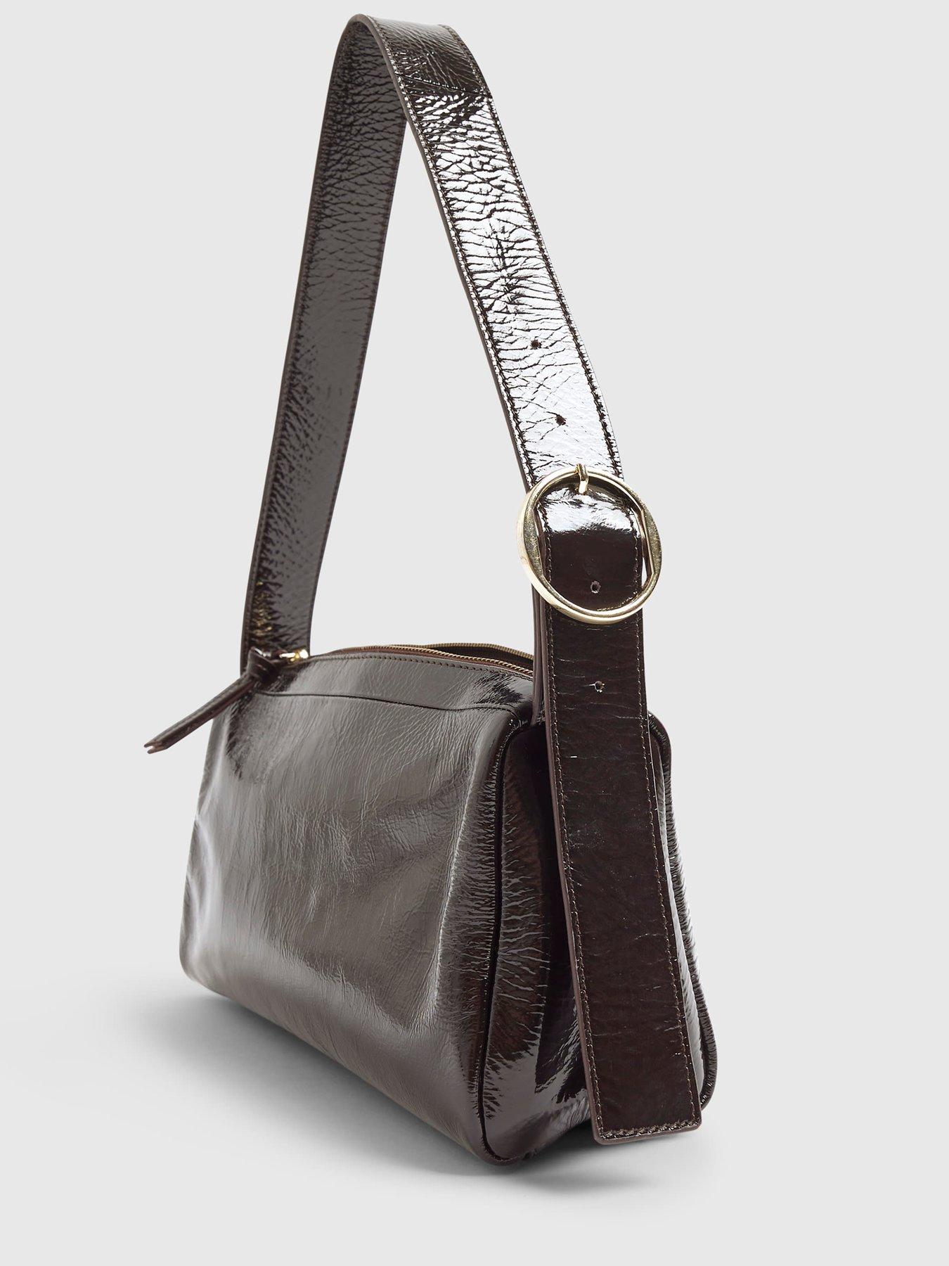  image of river-island-cracked-leather-shoulder-bag-brown