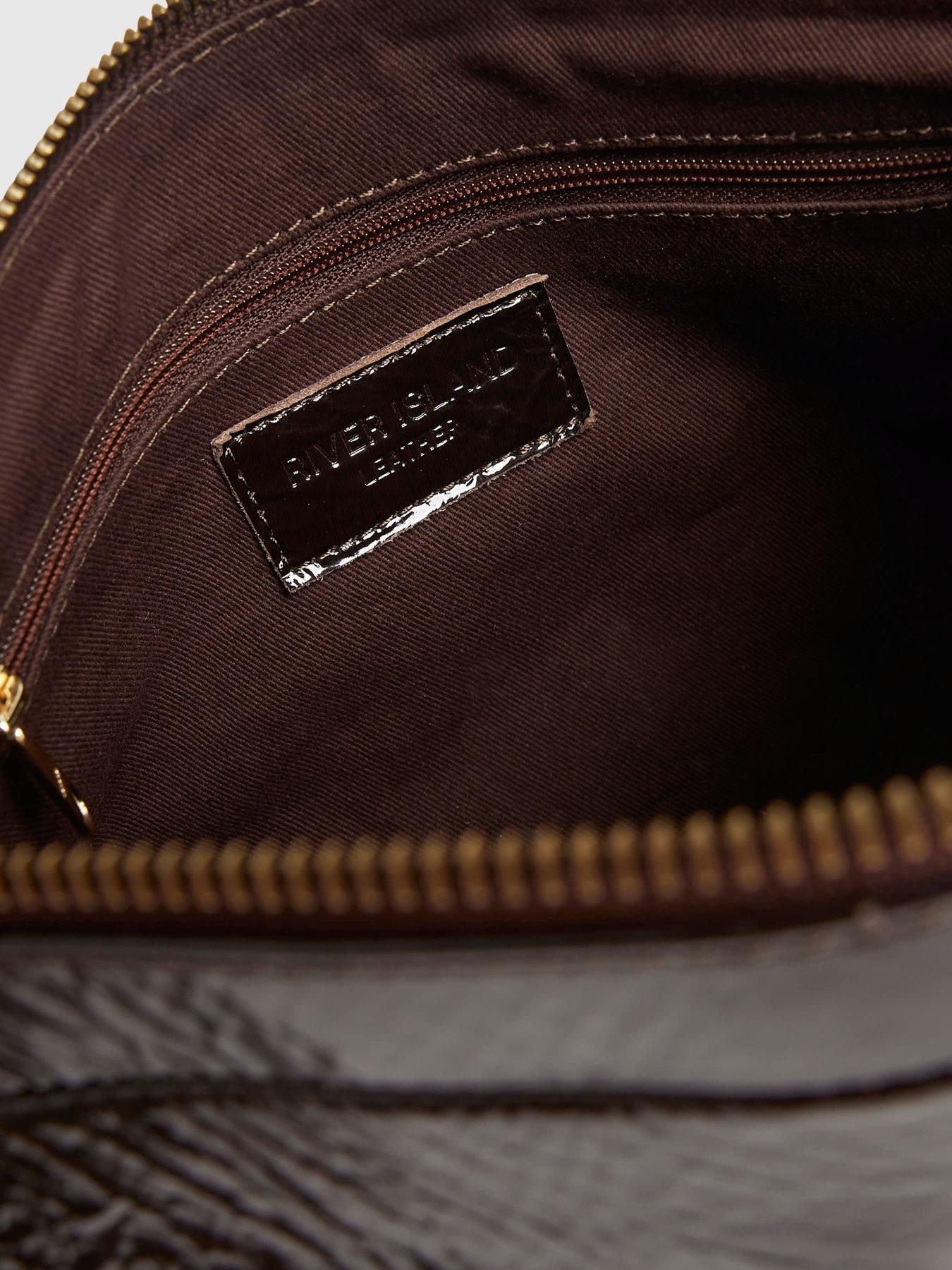  image of river-island-cracked-leather-shoulder-bag-brown