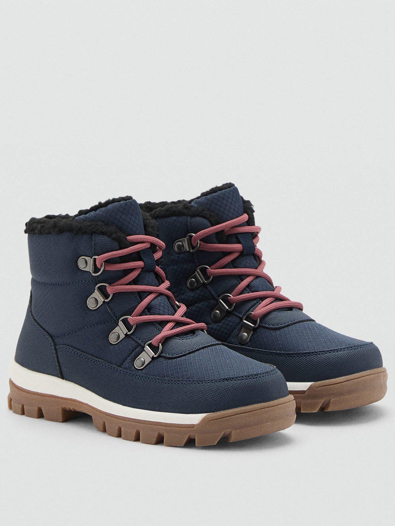  image of mango-boys-faux-fur-lined-boots-blue