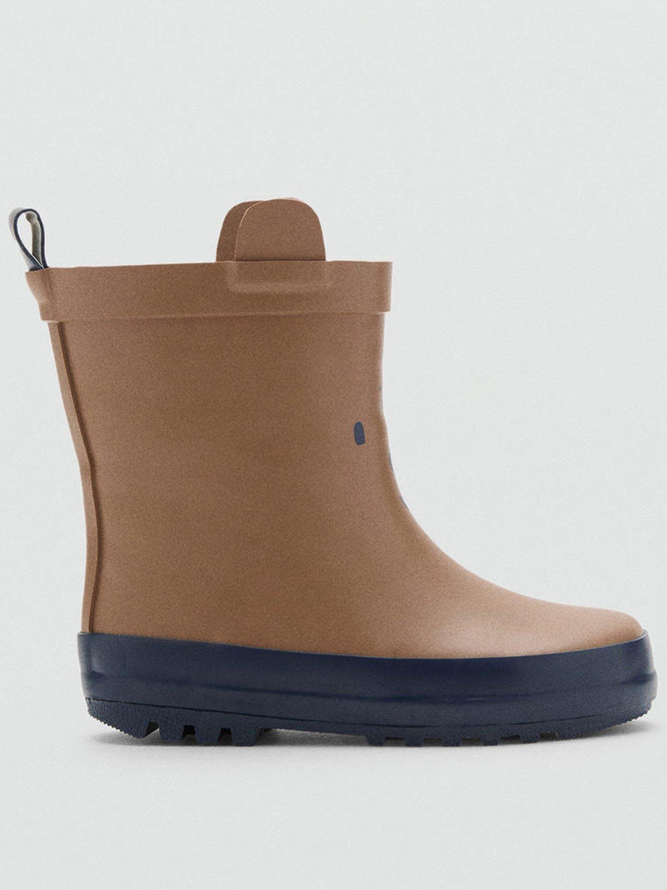 Mango Younger Boys Bear Face Wellies - Brown