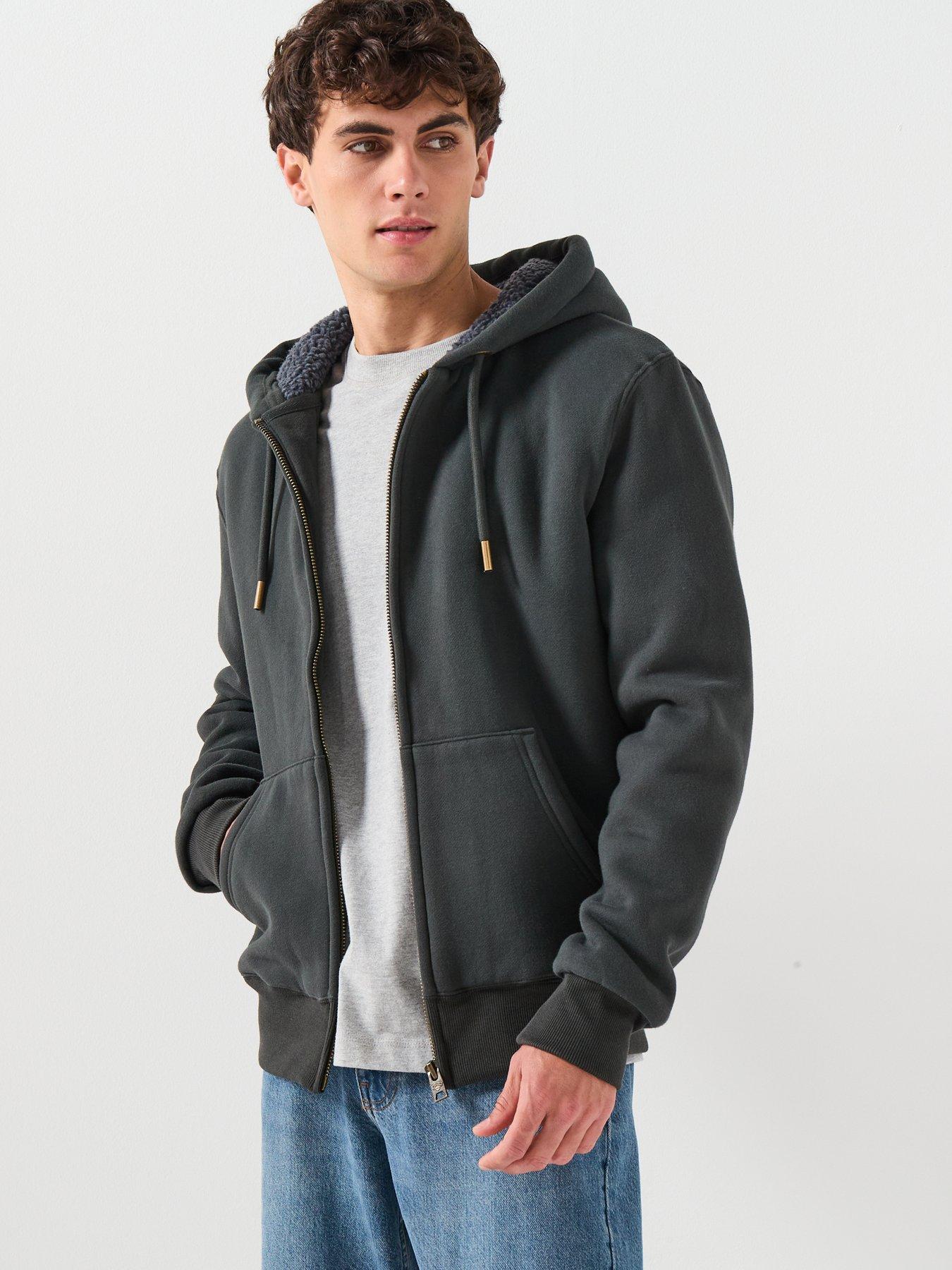 Superdry Borg Lined Zip Hoodie - Black