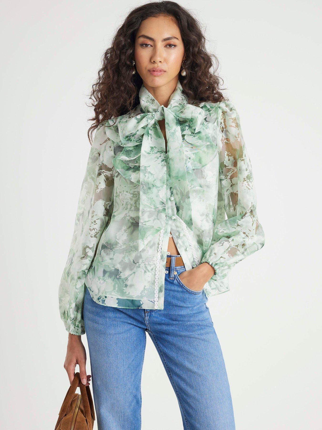 undefined Premium Printed Burnout Shirt - Green