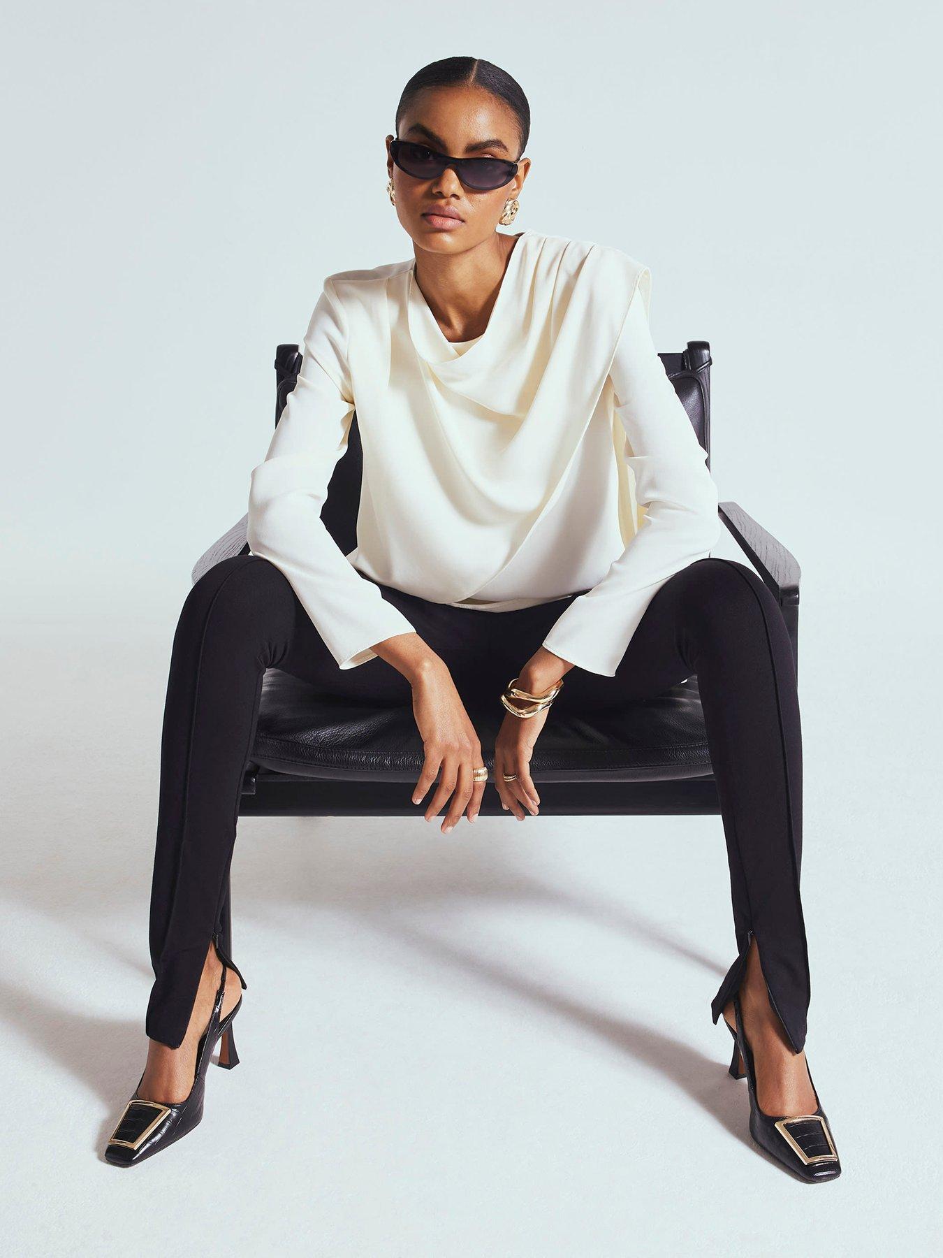 undefined Cowl Neck Drape Blouse - White