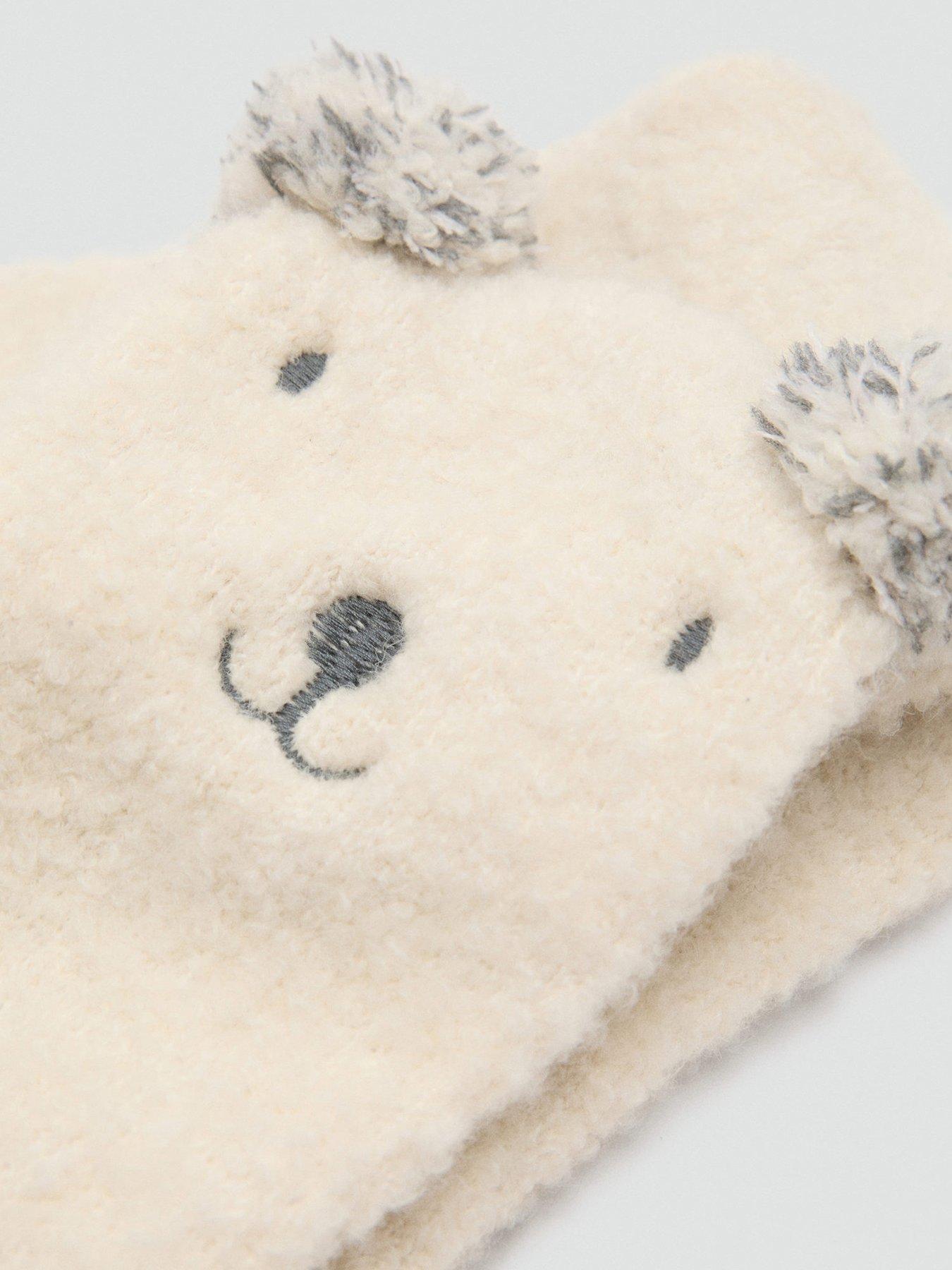  image of mango-younger-girls-bear-face-co-ord-scarf-cream