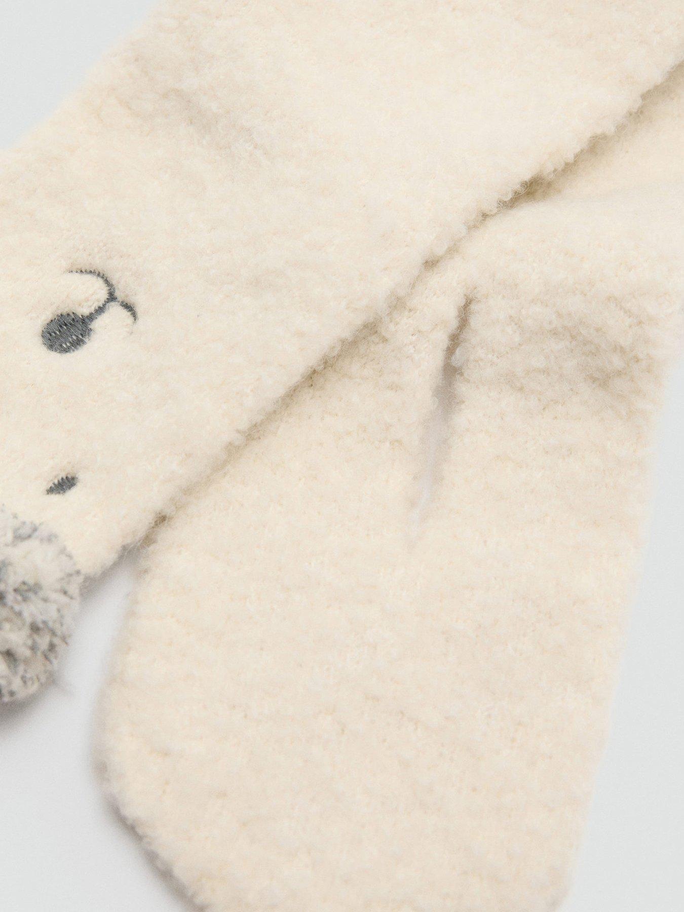  image of mango-younger-girls-bear-face-co-ord-scarf-cream