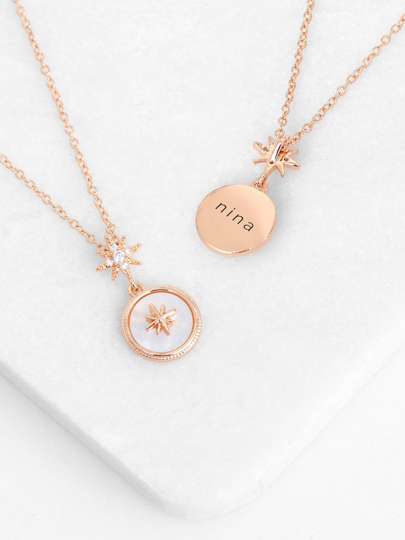 undefined Personalised North Star Necklace In Rose Gold - Multi