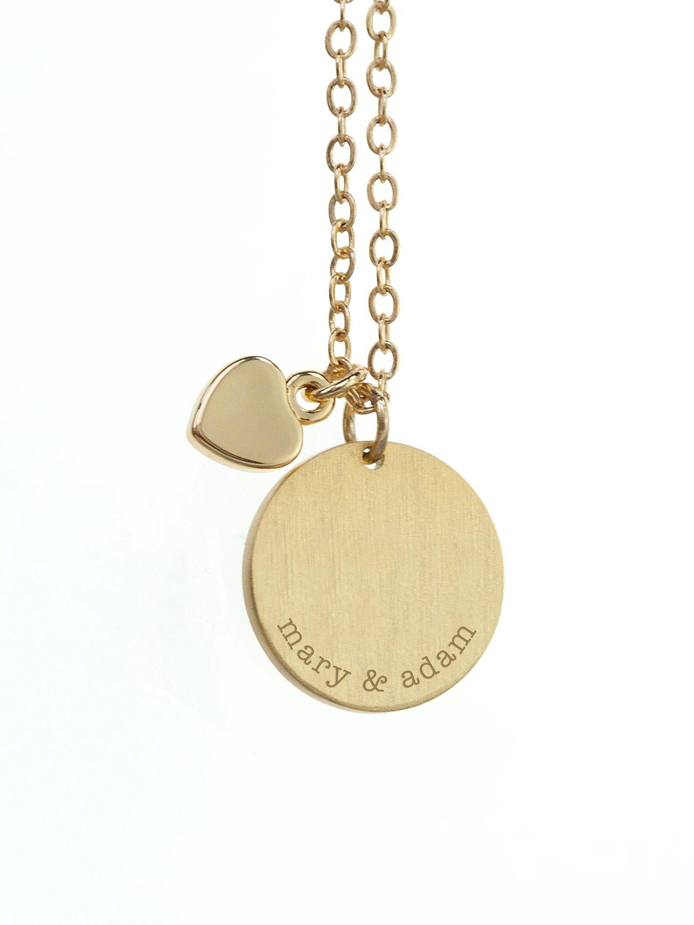 Image 3 of 3 of Treat Republic Personalised Heart and Disc Family Necklace in Gold