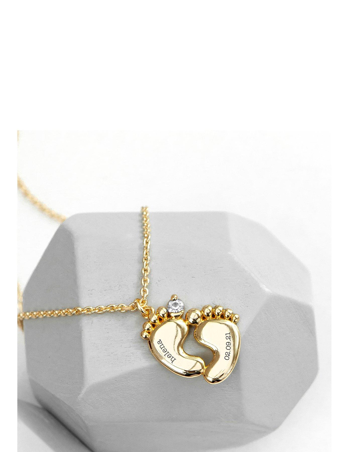 undefined Personalised Baby Feet Necklace in Gold