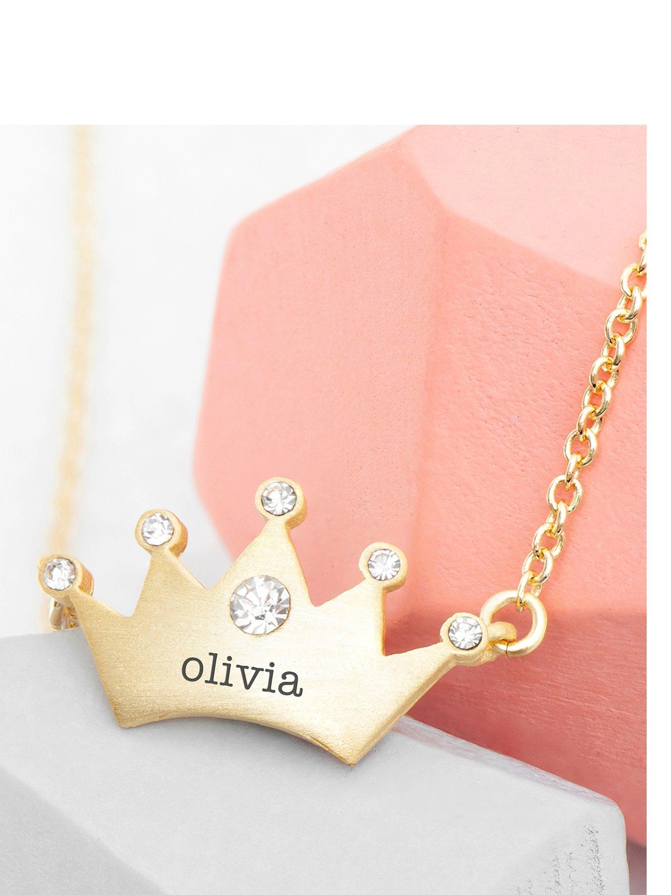 undefined Personalised Kids Princess Crown Necklace in Gold
