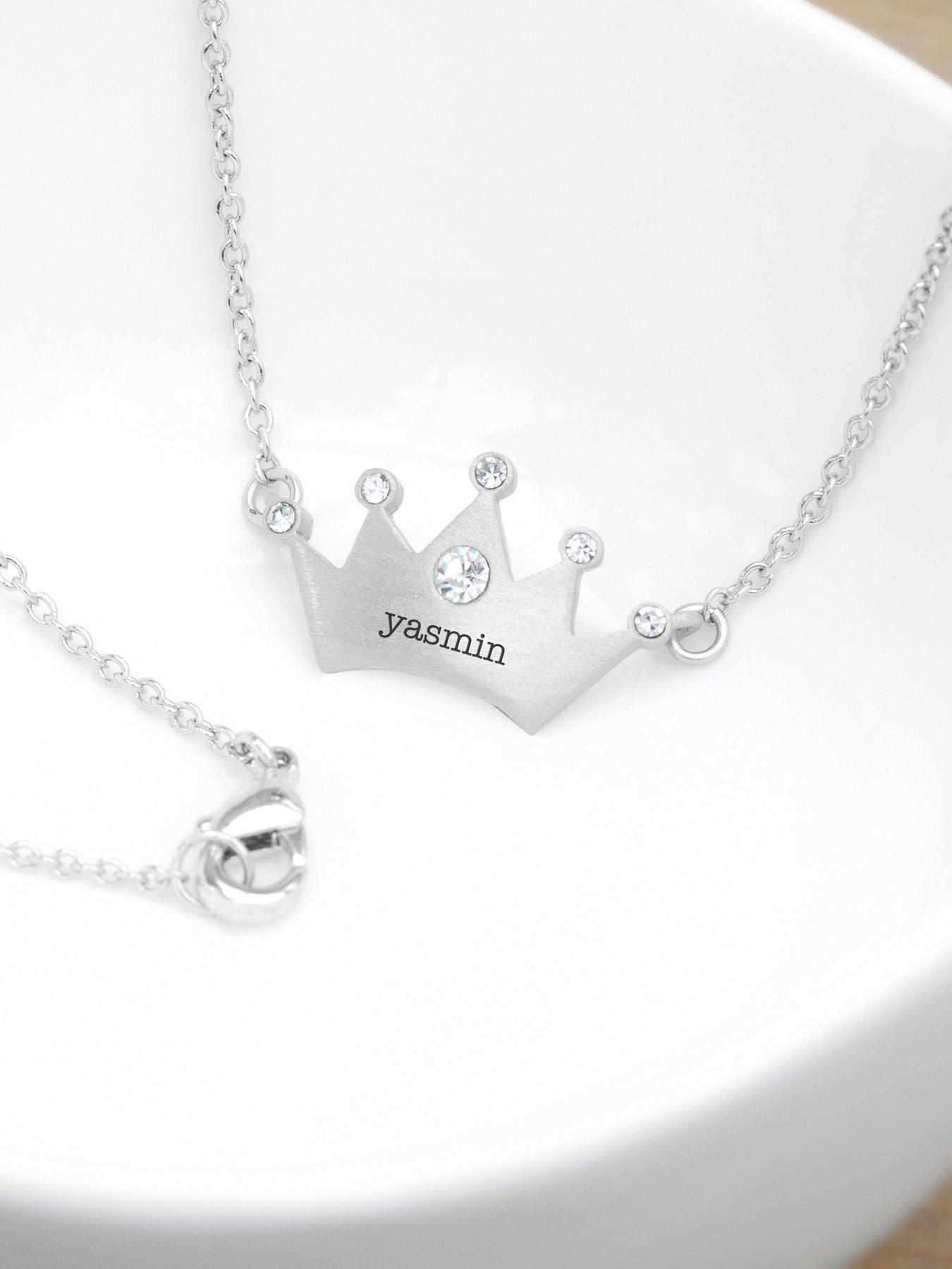 Image 4 of 5 of Treat Republic Personalised Kids Princess Crown Necklace in Silver