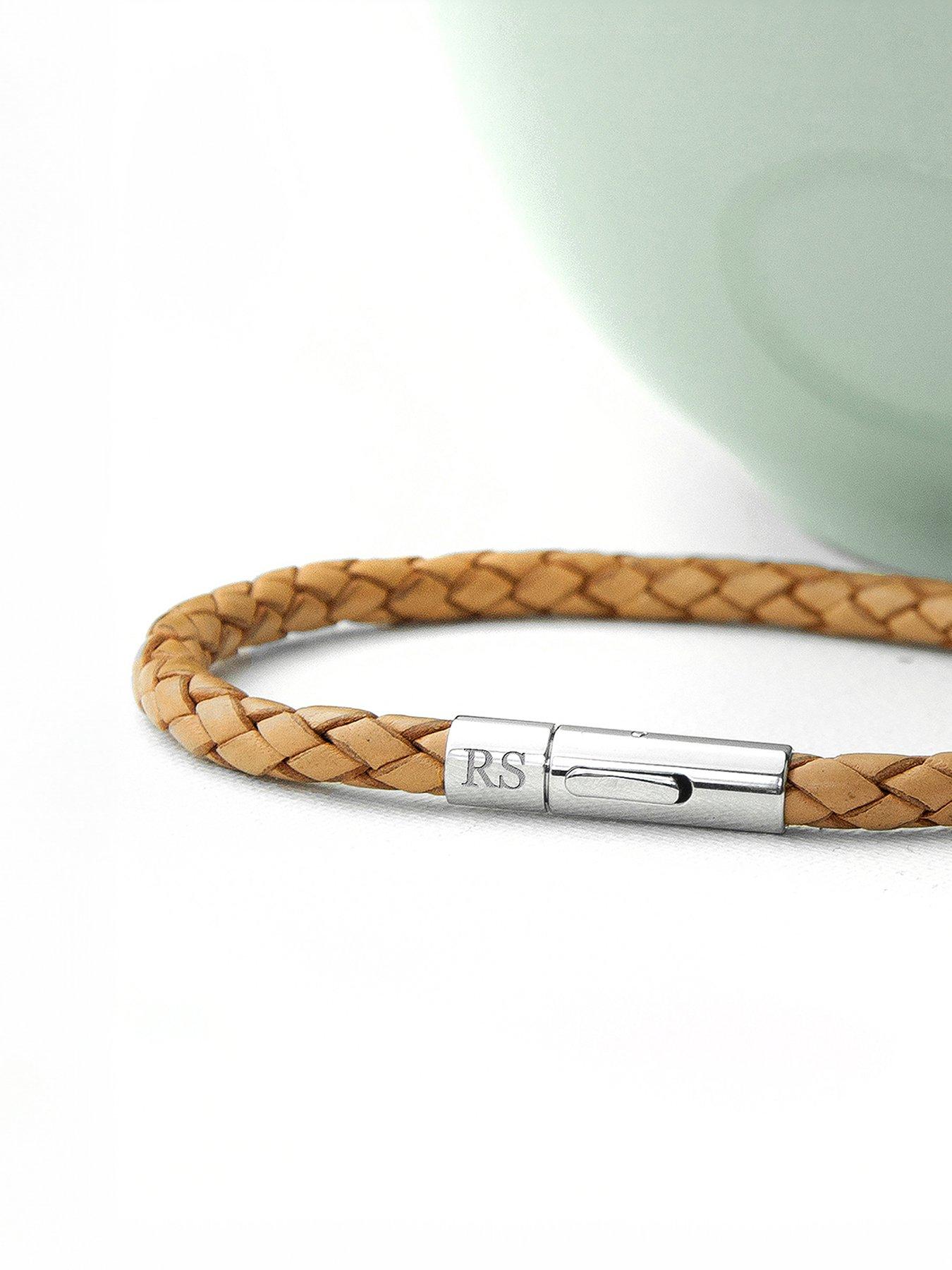 undefined Personalised Men's Capsule Tube Woven Bracelet in Tan