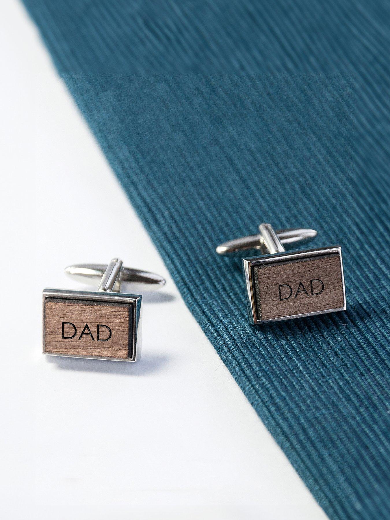 undefined Monogrammed Rectangle Walnut Cufflinks