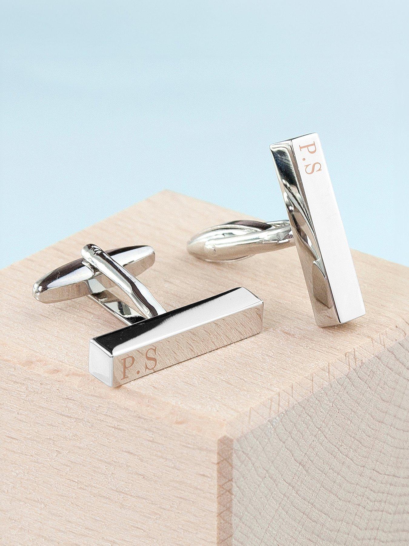 undefined Personalised Bar Cufflinks in Silver