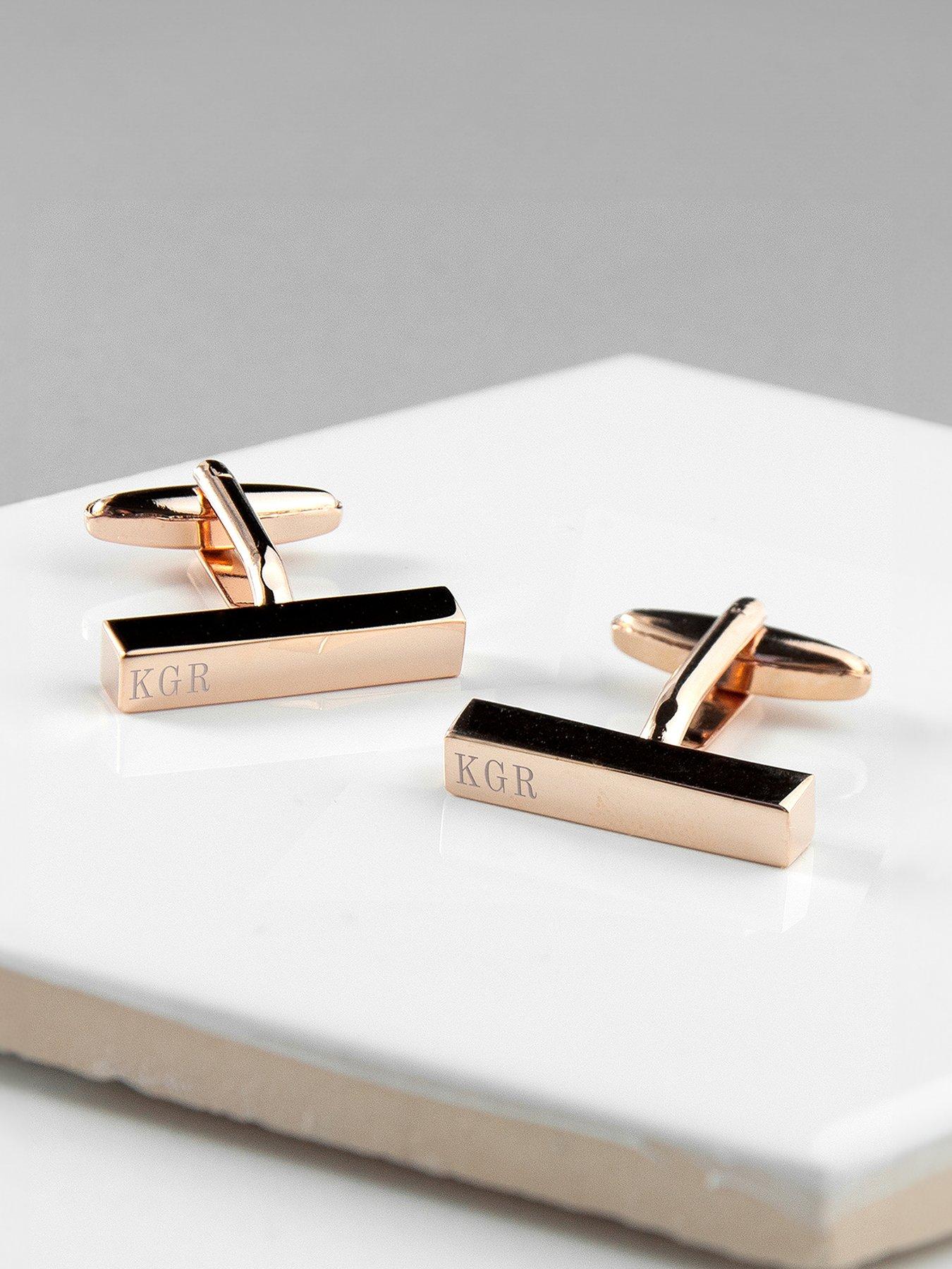 undefined Personalised Bar Cufflinks in Rose Gold