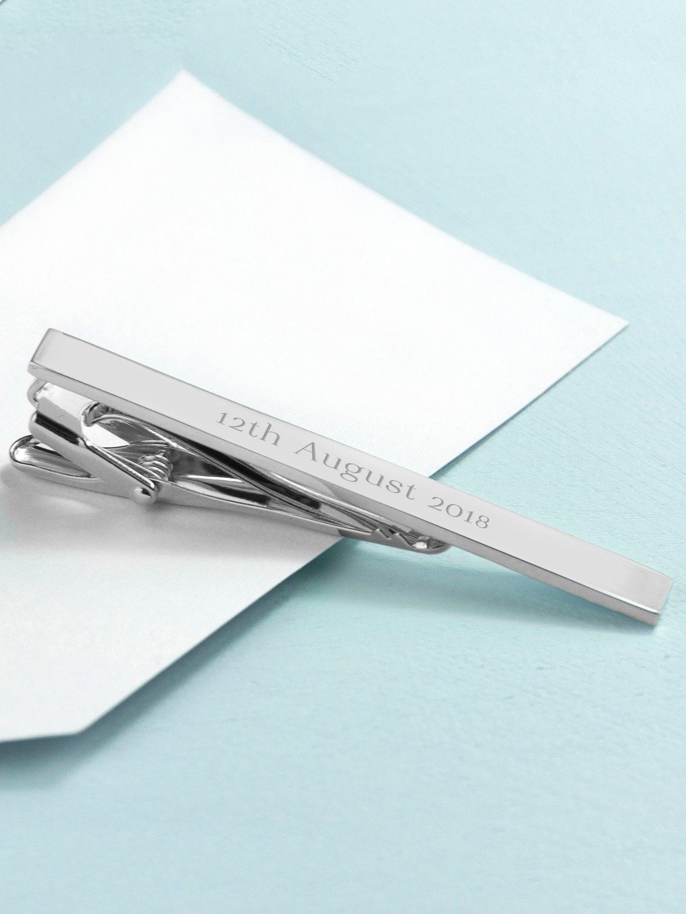 Image 4 of 5 of Treat Republic Personalised Rhodium Plated Tie Clip