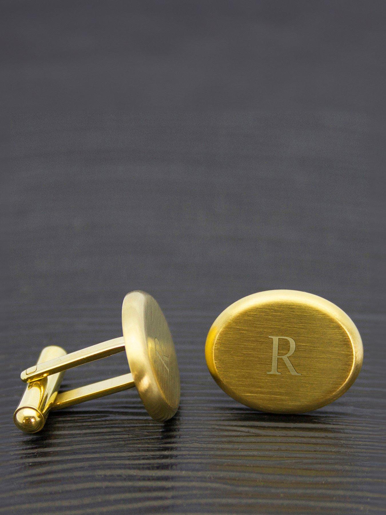 undefined Personalised Men's Gold Plated Oval Cufflinks