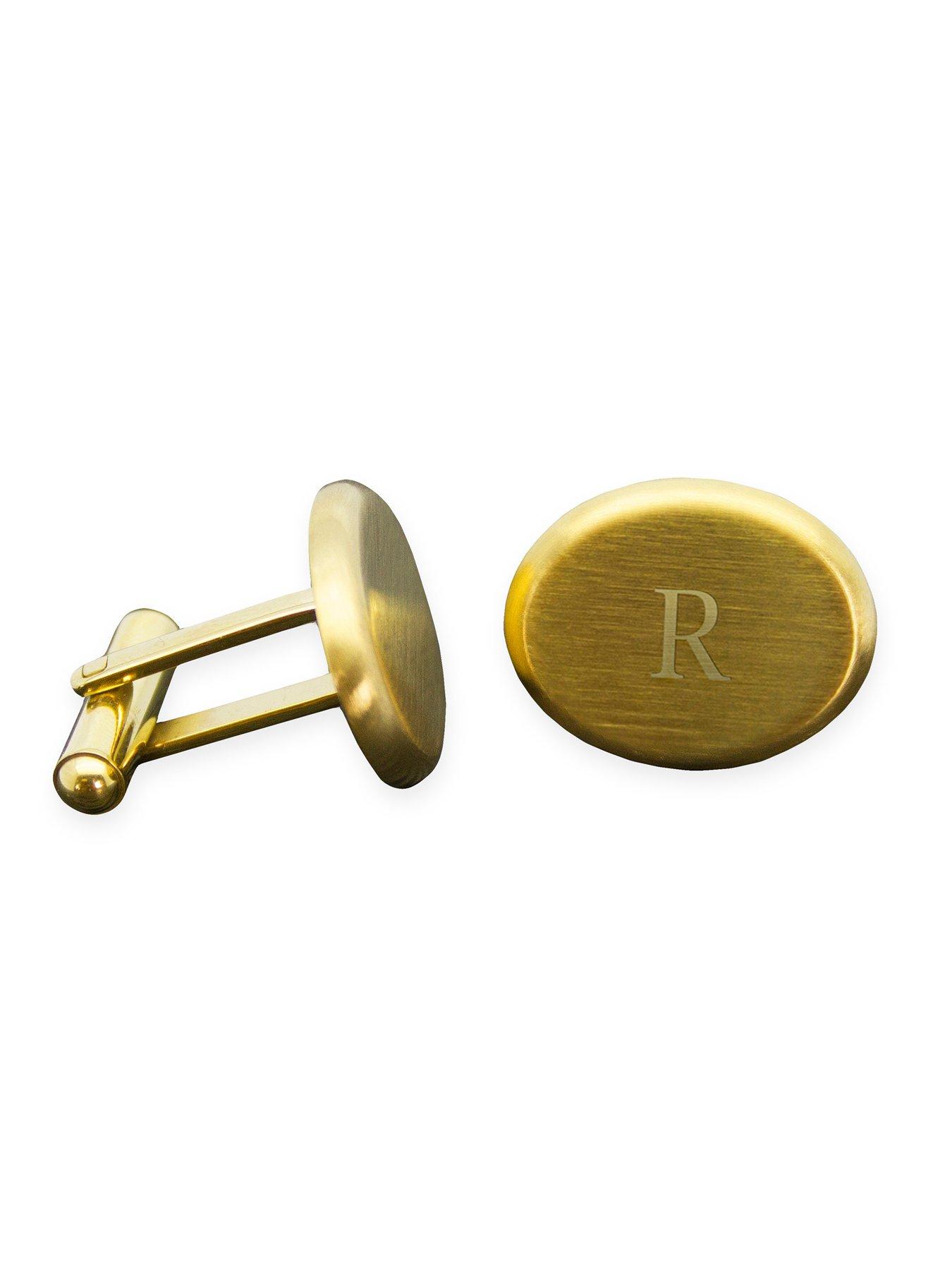 Image 3 of 3 of Treat Republic Personalised Men's Gold Plated Oval Cufflinks