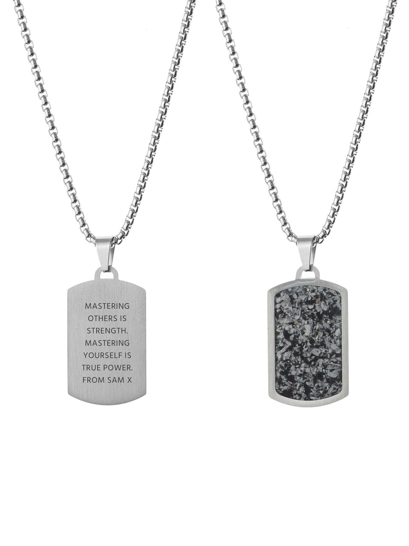 Image 4 of 5 of Treat Republic Personalised Men's Snowflake Obsidian Dog Tag Necklace