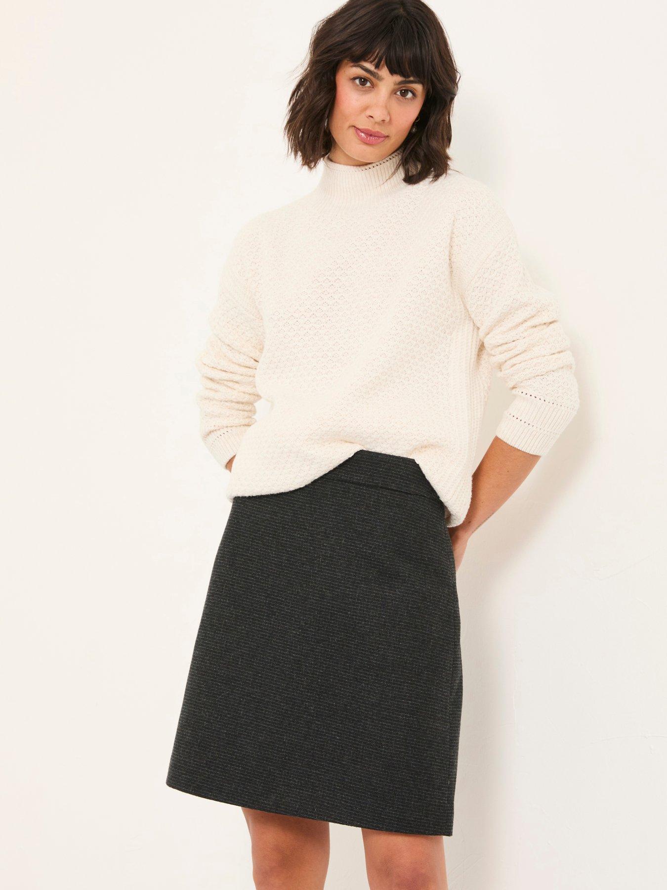 Image 1 of 6 of FatFace Jess Tweed Skirt - Charcoal Grey