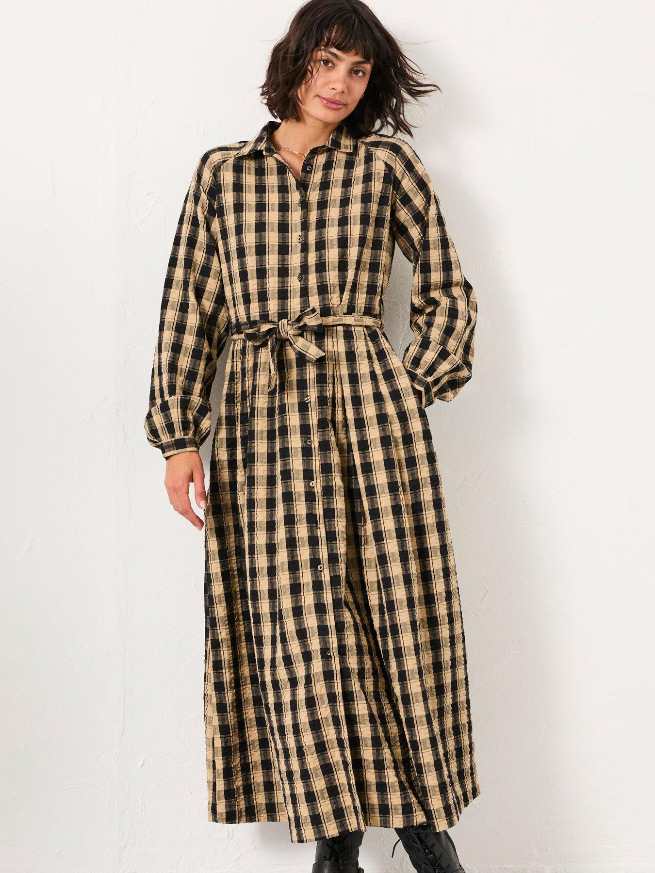 undefined Ally Check Shirt Dress - Black
