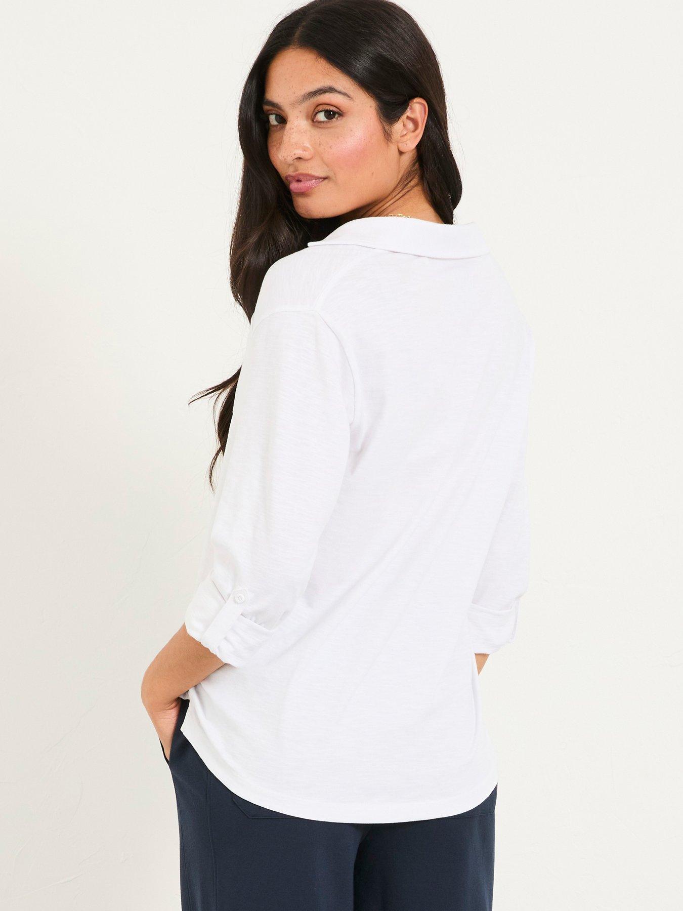 Image 2 of 5 of FatFace Paige Jersey Shirt - White