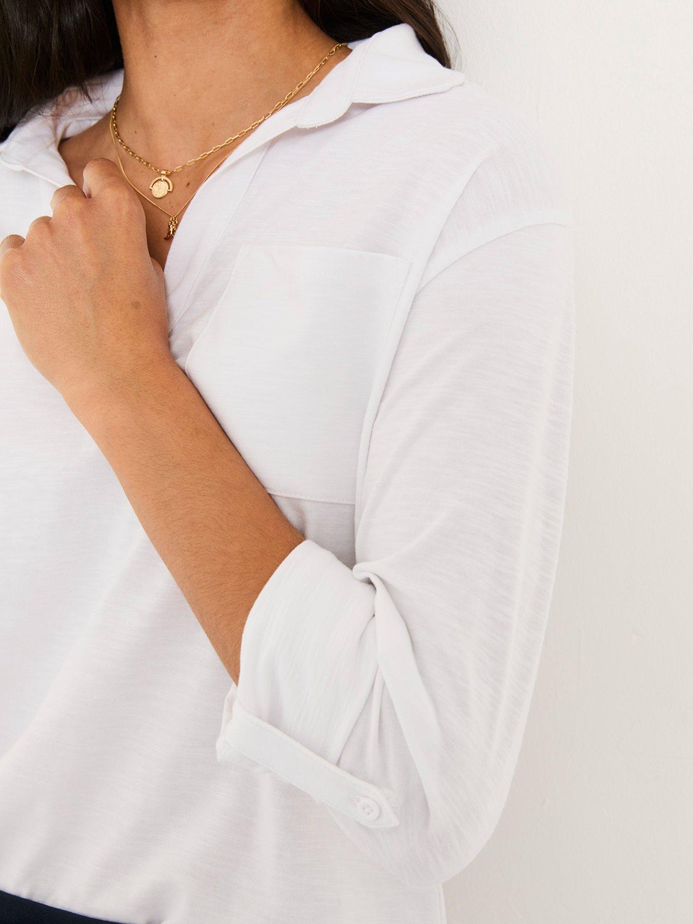 Image 4 of 5 of FatFace Paige Jersey Shirt - White