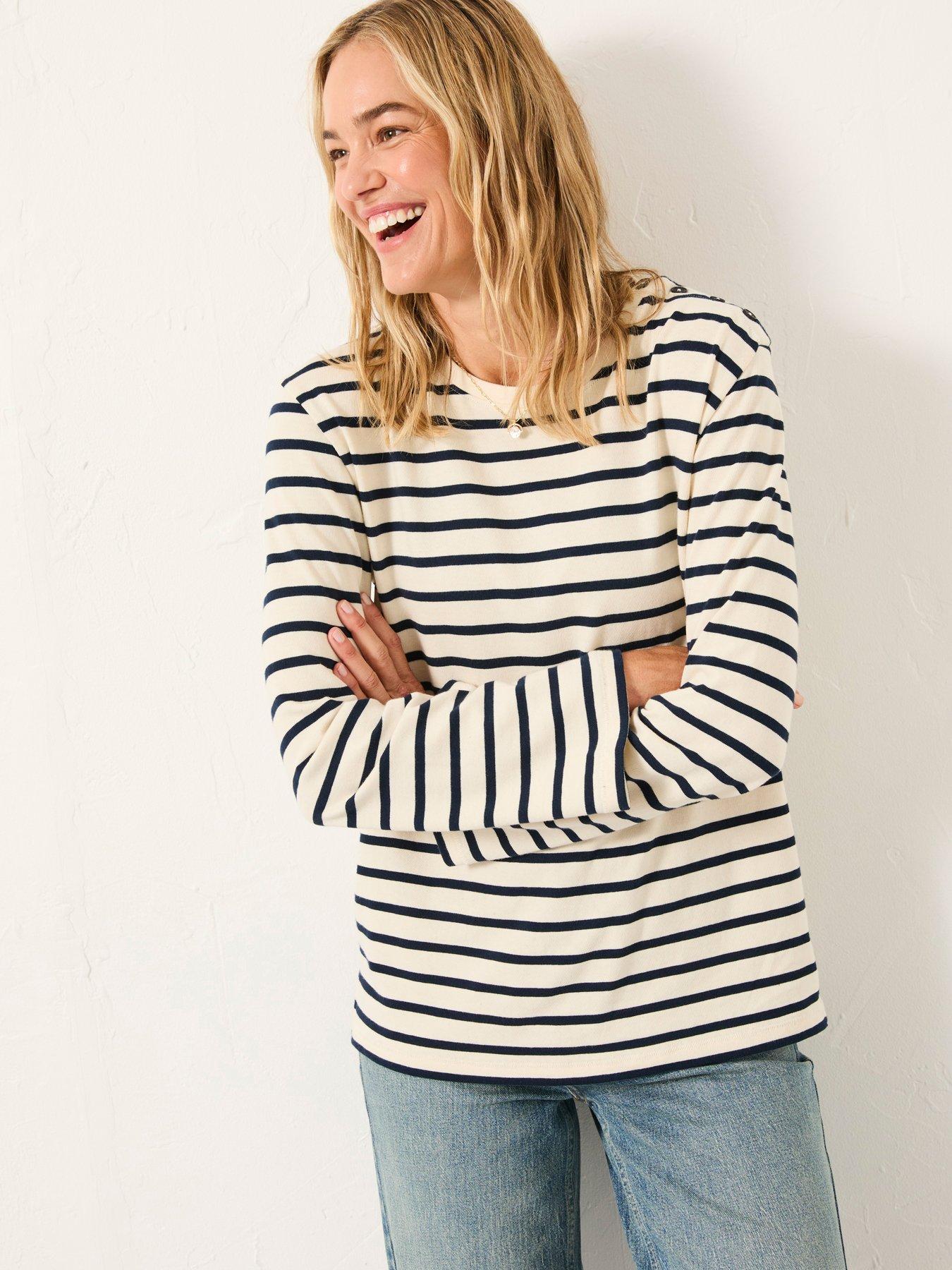 Image 1 of 6 of FatFace Heavy Stripe Top - Ivory