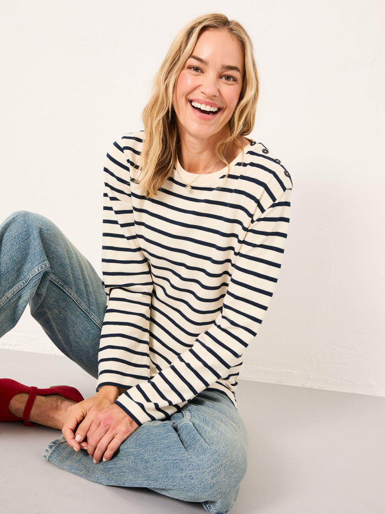 Image 4 of 6 of FatFace Heavy Stripe Top - Ivory