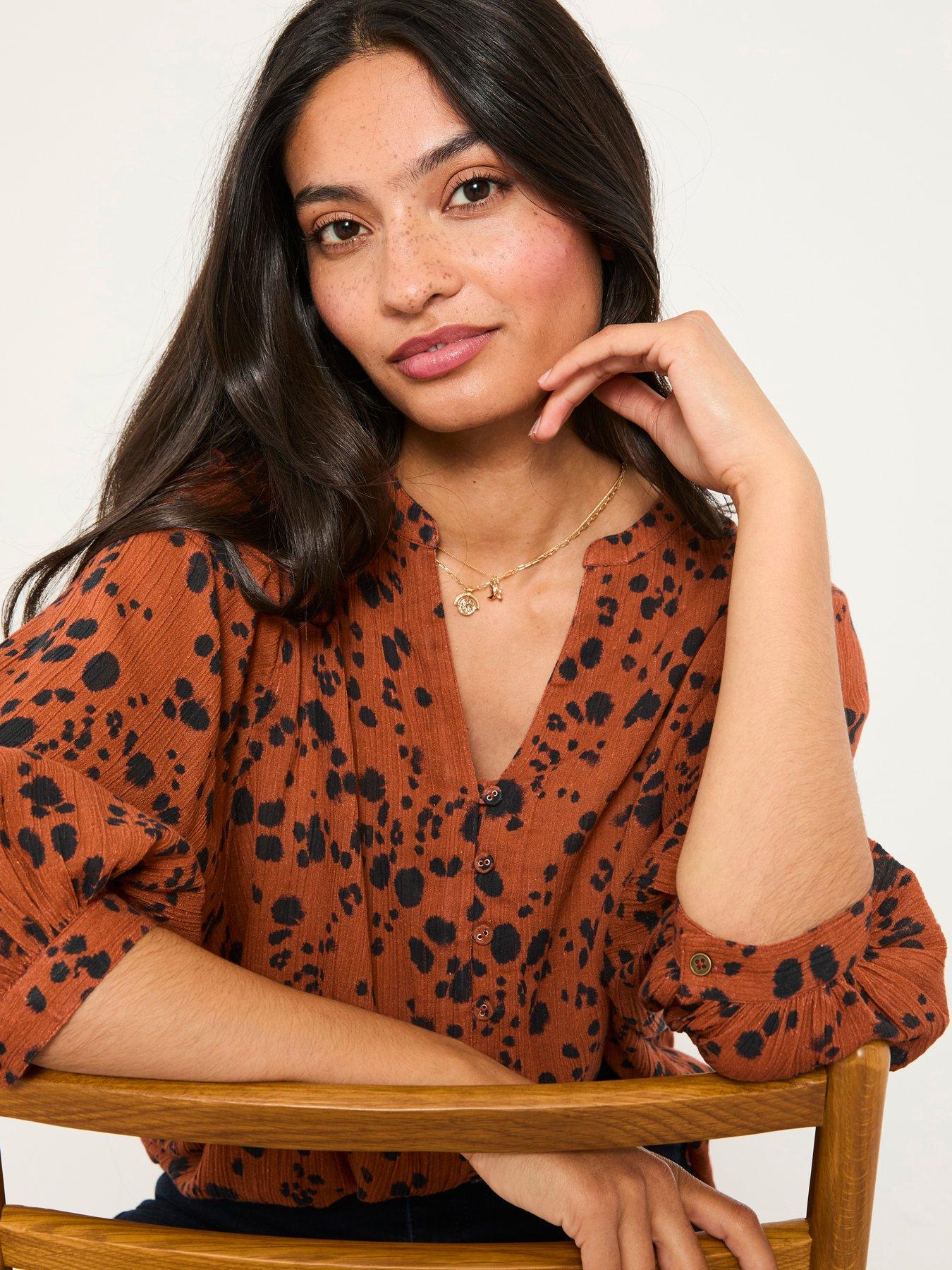 undefined Beckett Animal Blouse - Tan Brown