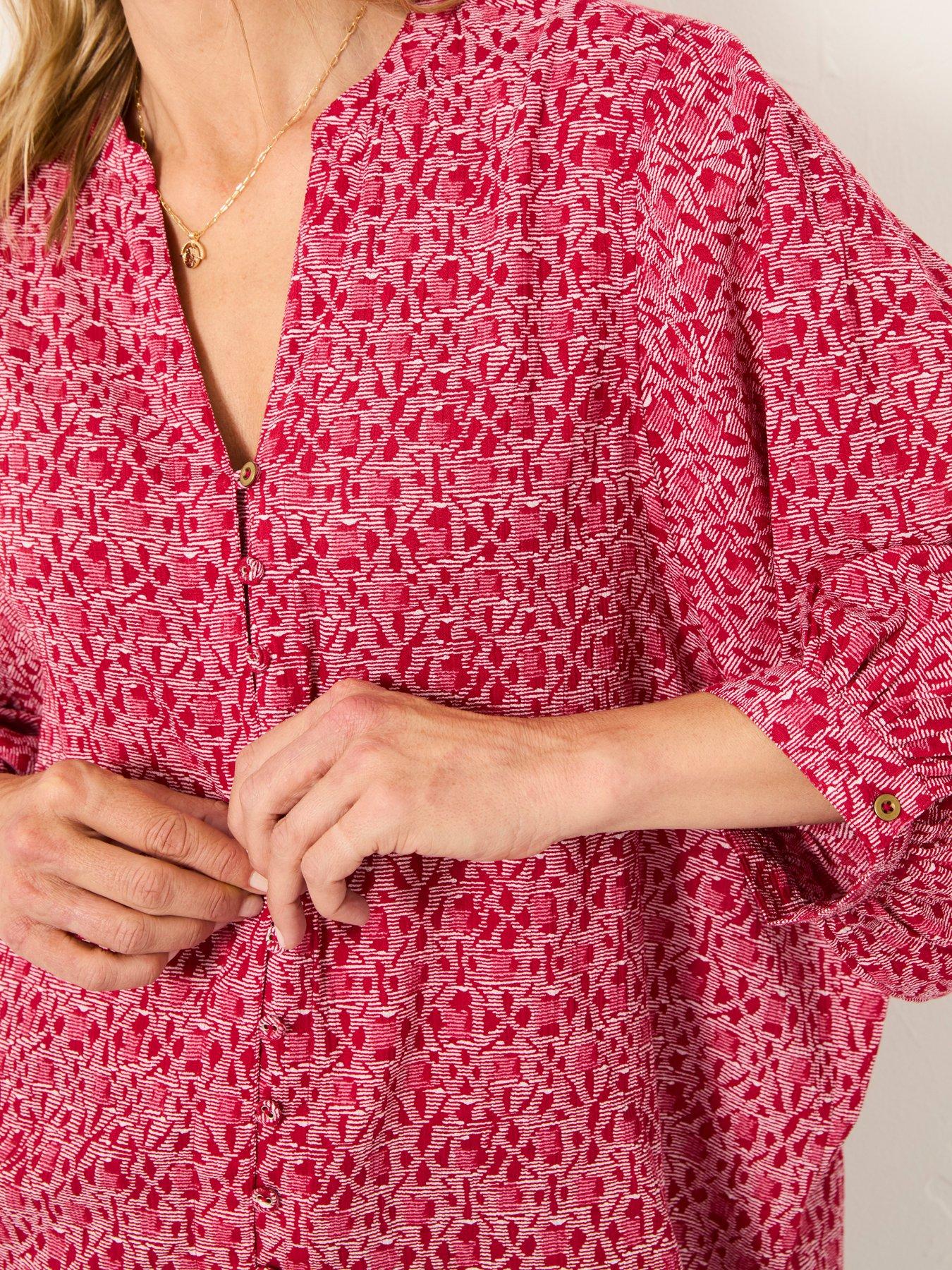 Image 4 of 5 of FatFace Beckett Tapestry Geo Blouse - Red