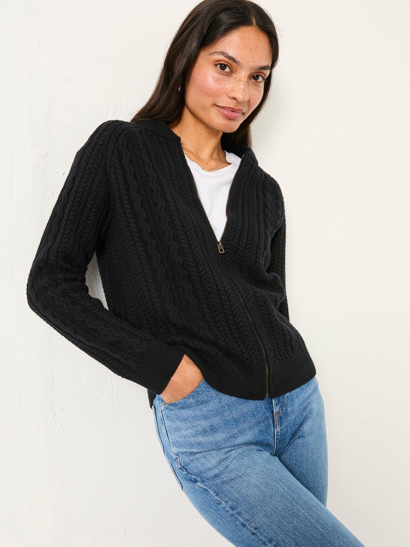 FatFace Loren Cable Bomber - Black