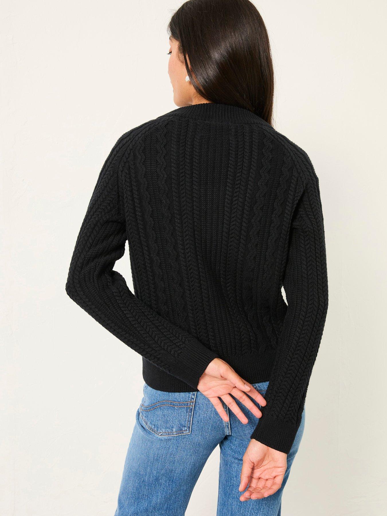  image of fatface-loren-cable-bomber-black