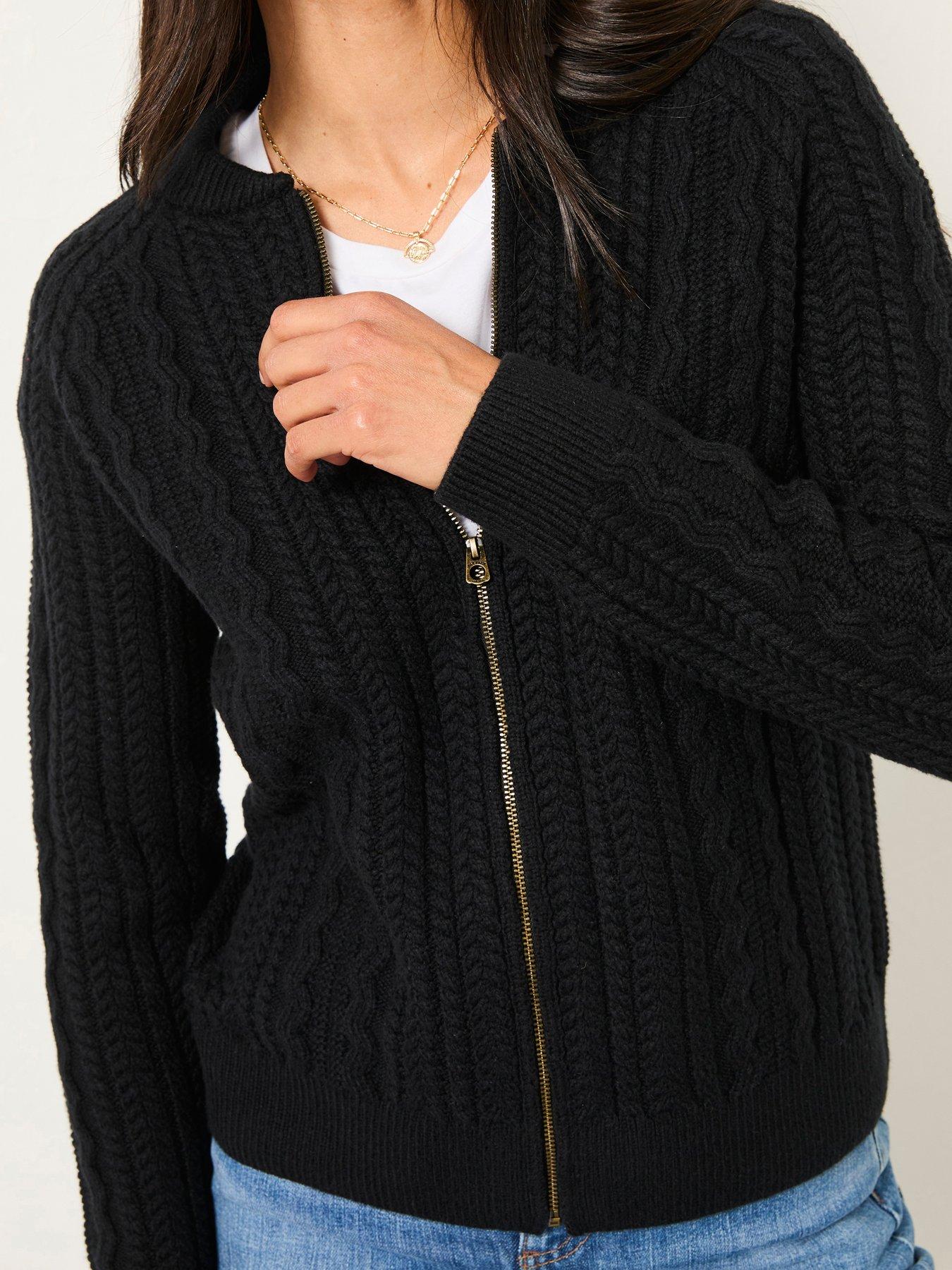  image of fatface-loren-cable-bomber-black