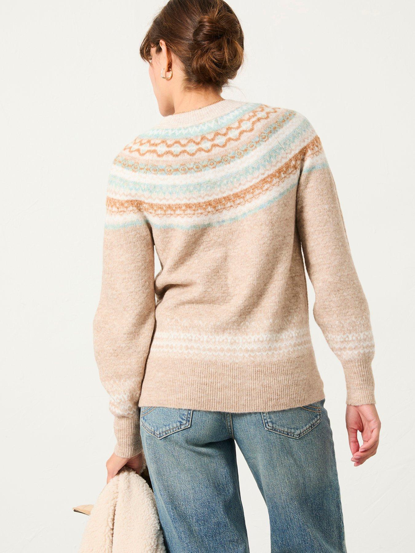  image of fatface-maple-fairisle-crew-neck-jumper-beige