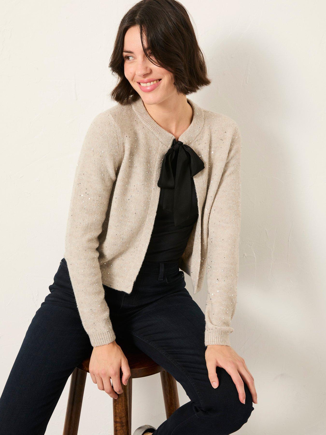FatFace Jasmine Tie Front Cardigan - Ivory