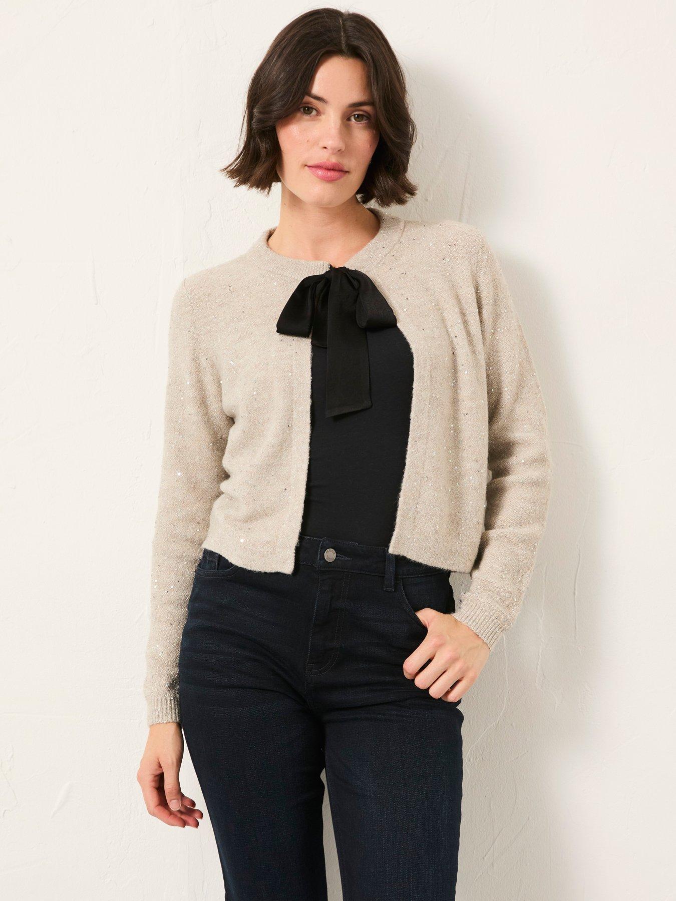  image of fatface-jasmine-tie-front-cardigan-ivory