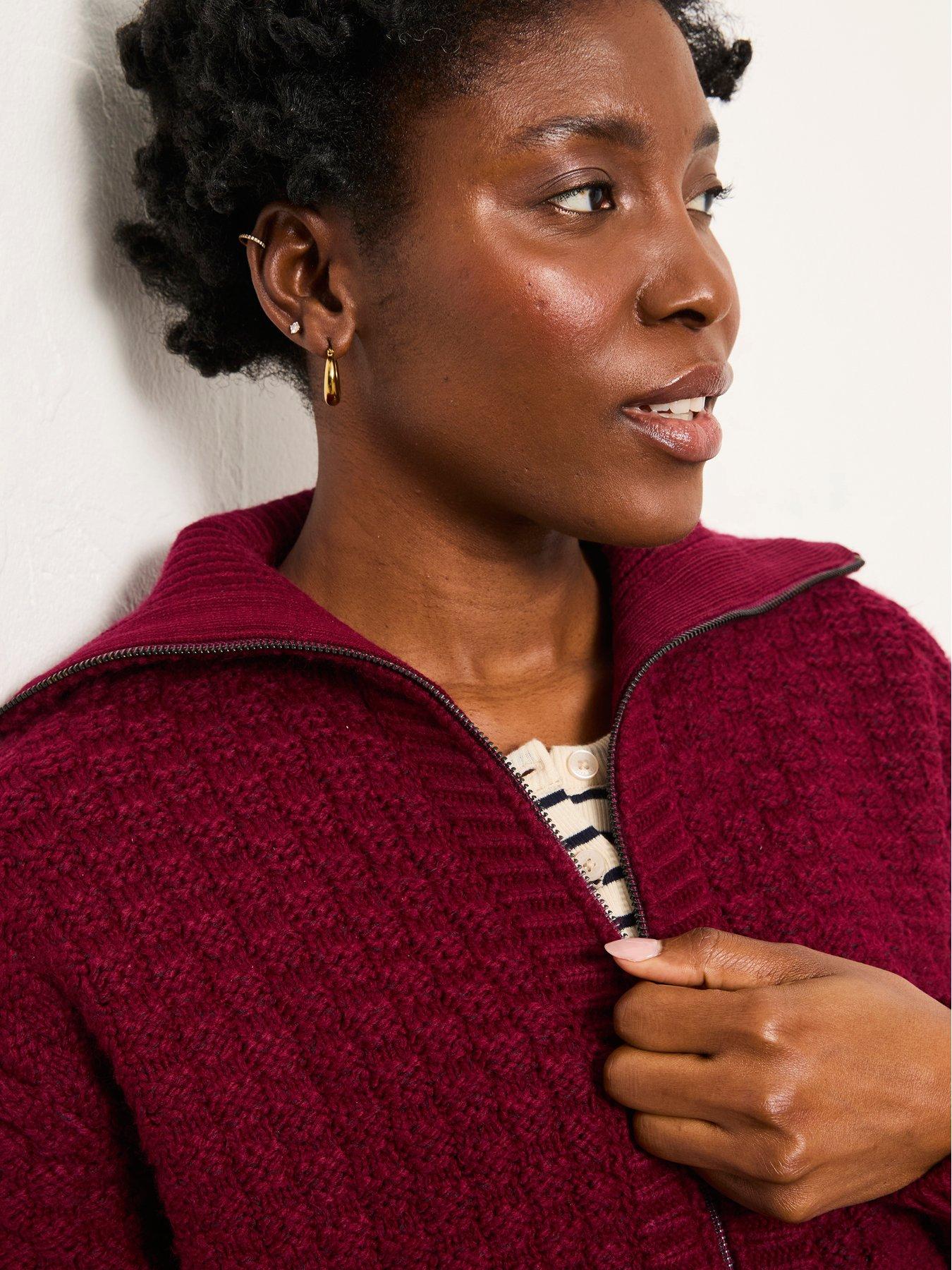  image of fatface-casey-zip-funnel-burgundy