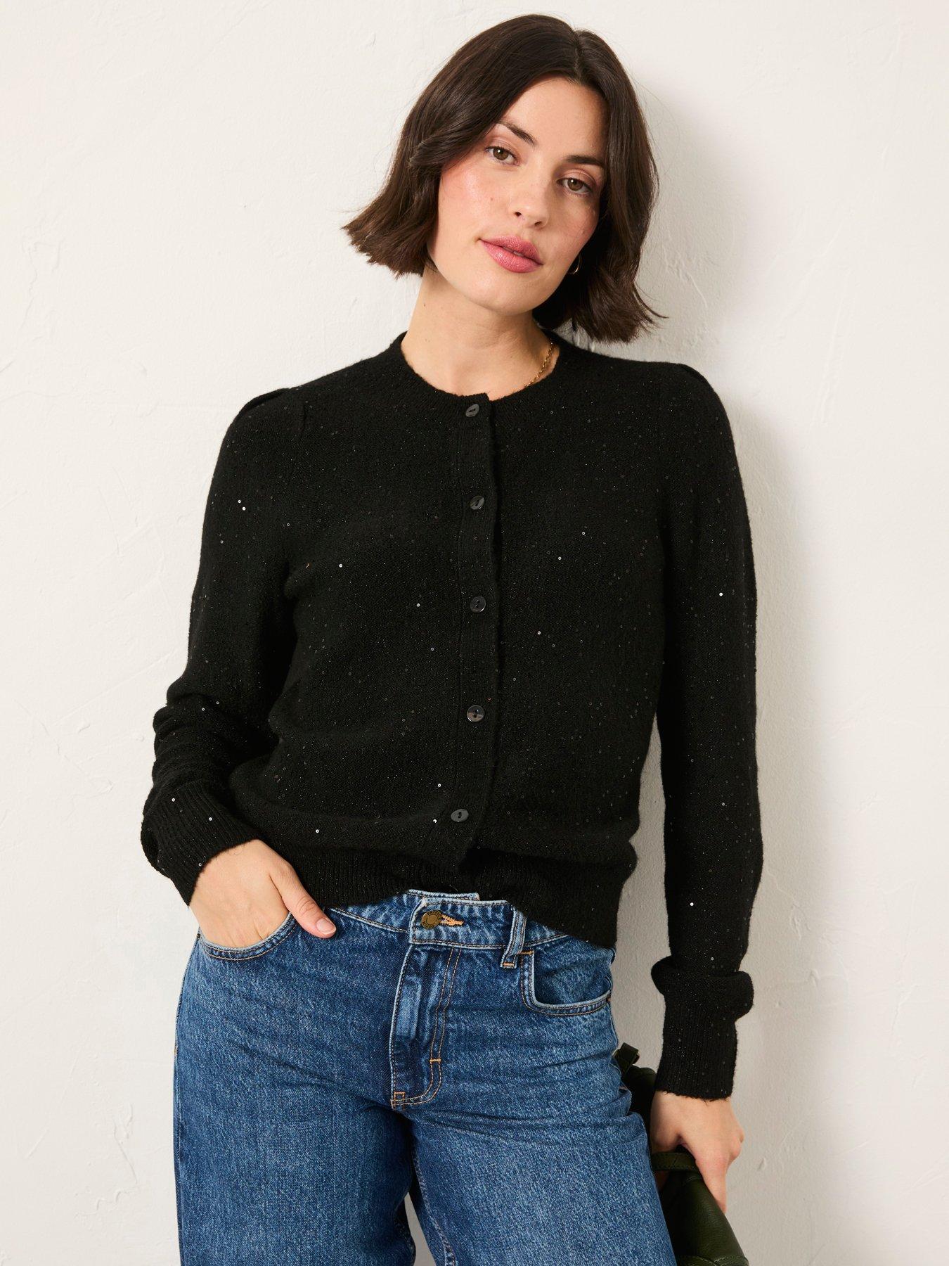 Image 1 of 6 of FatFace Jasmine Cardigan - Black