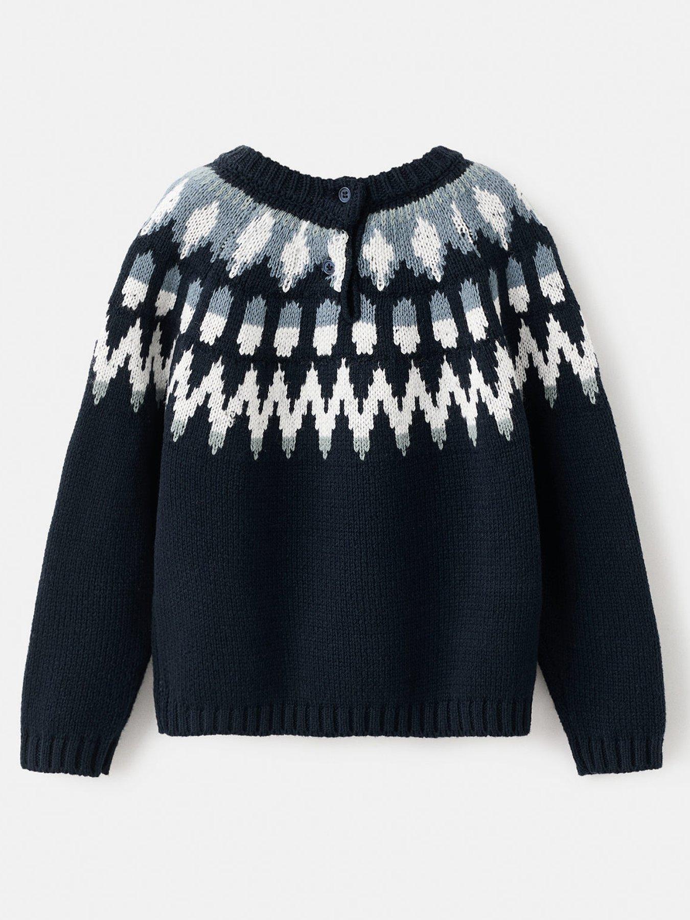  image of mango-younger-boys-fairisle-knitted-jumper-navy