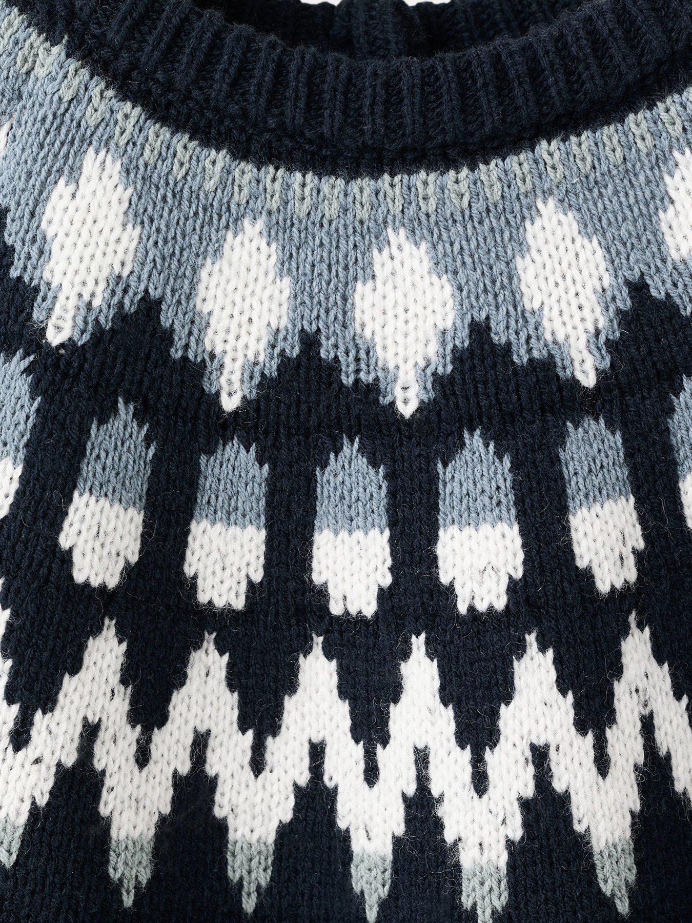  image of mango-younger-boys-fairisle-knitted-jumper-navy