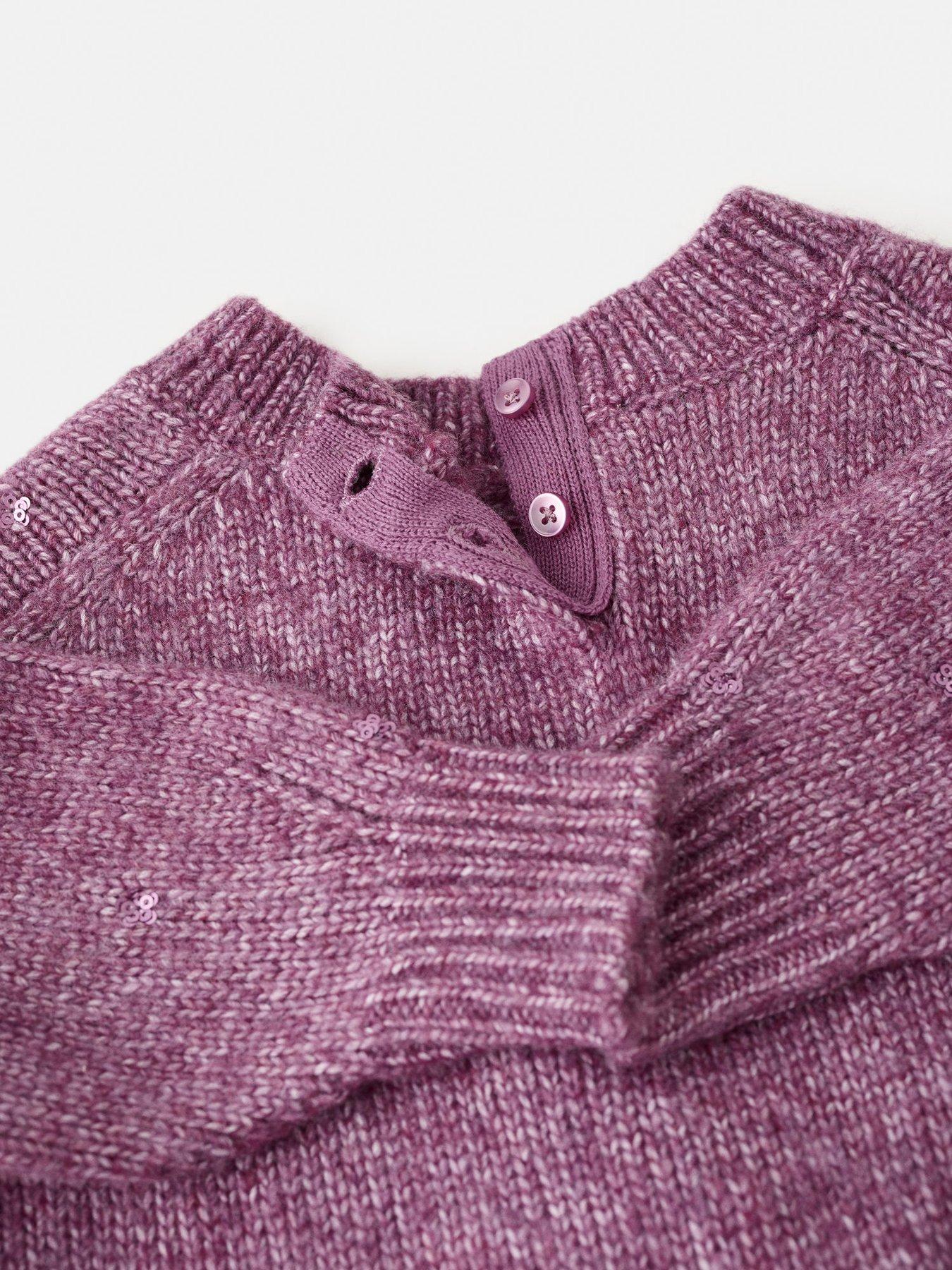  image of mango-younger-girls-sequin-detail-knitted-jumper-dark-pink