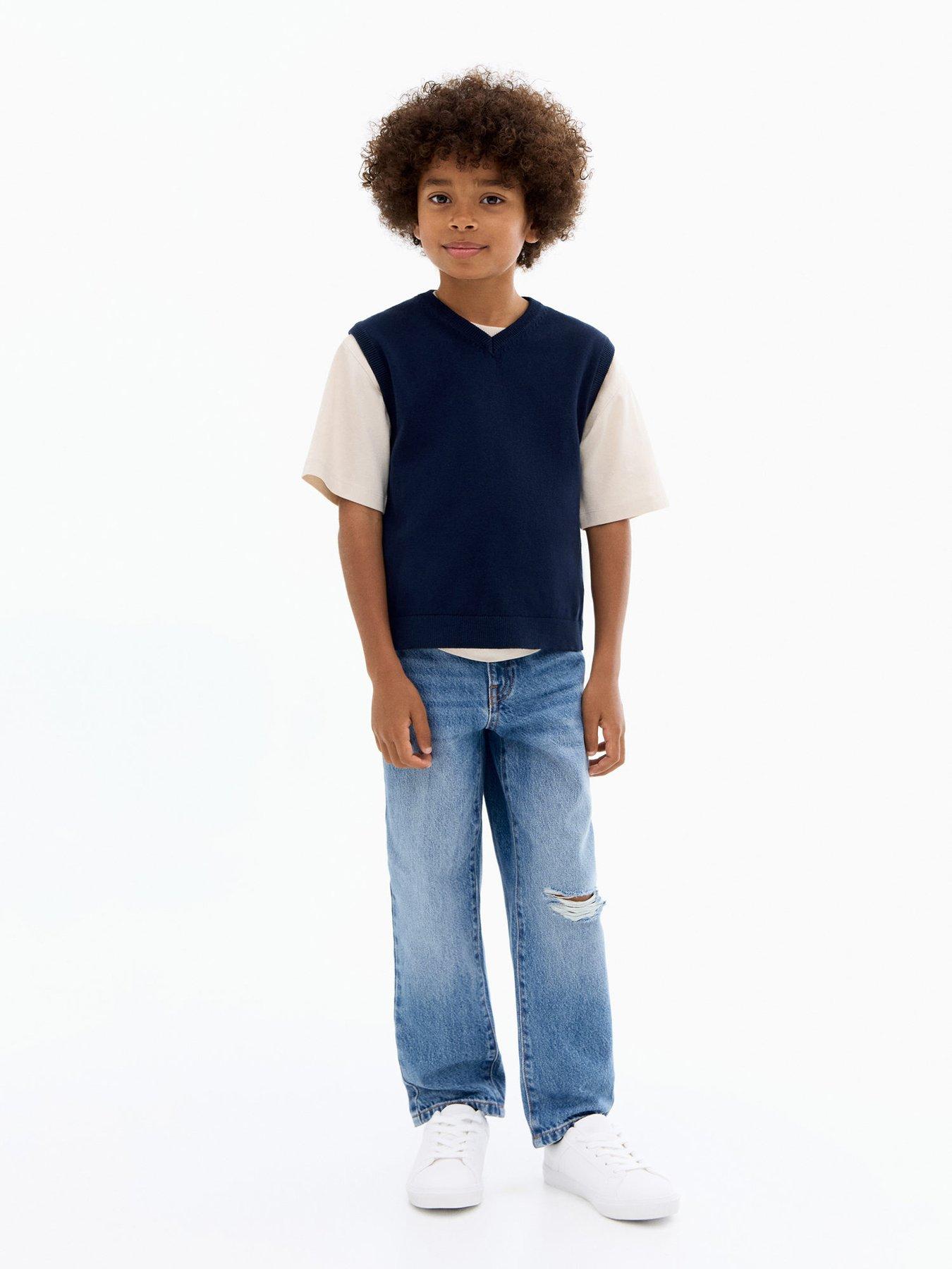 Mango Boys Ripped Dad Jeans - Blue