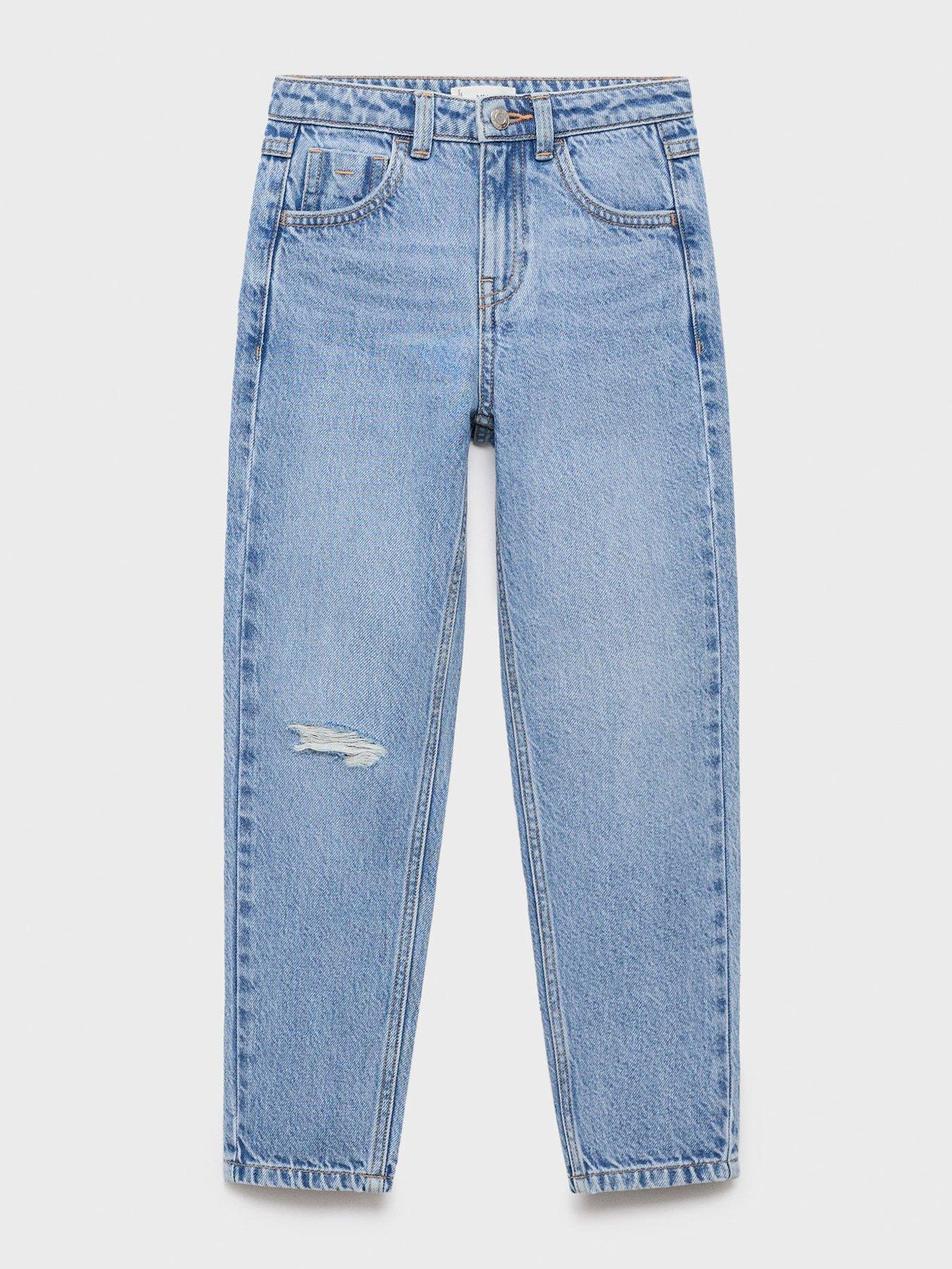  image of mango-girls-star-back-detail-mom-jeans-blue